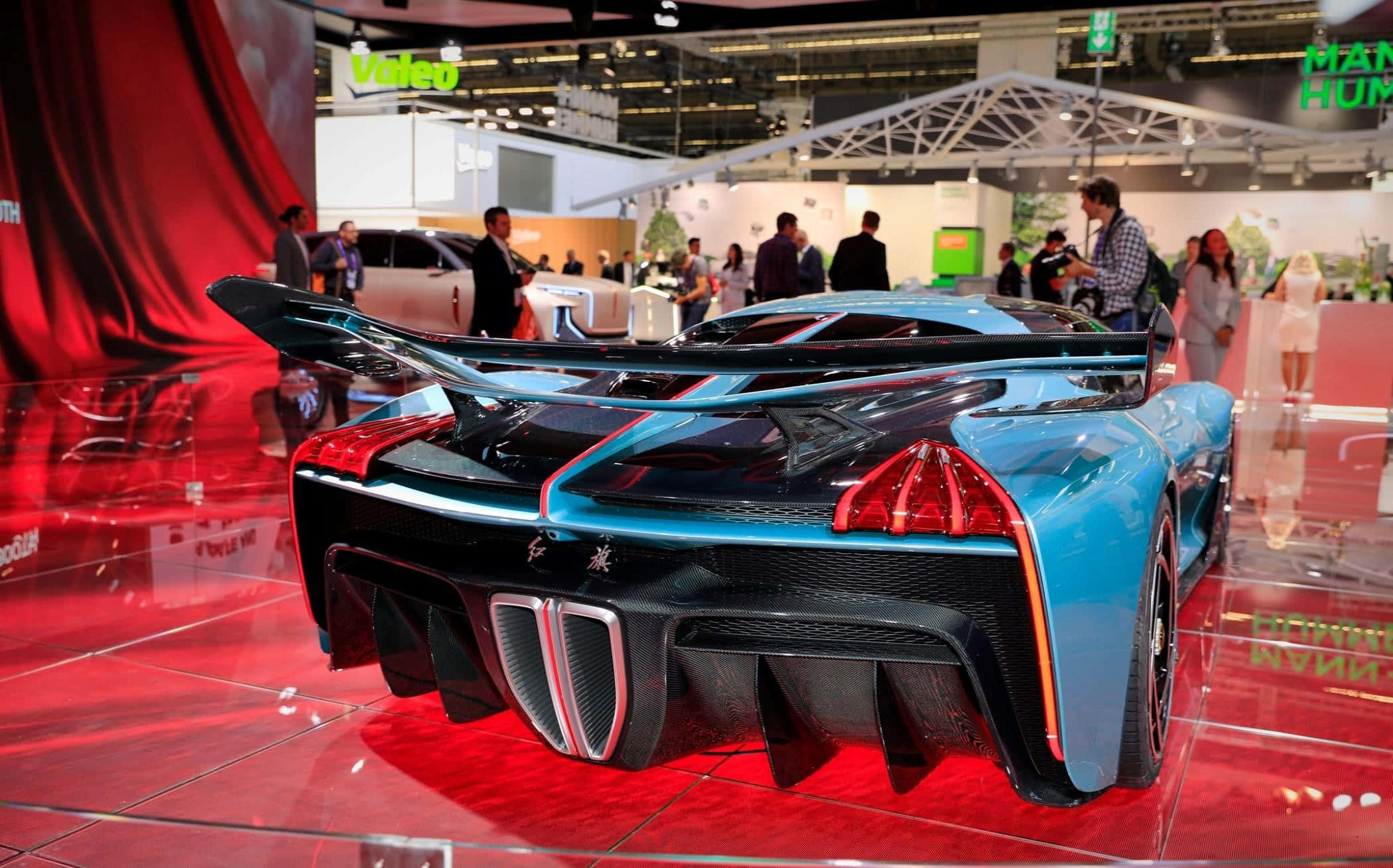 Hongqi 2100, blue hypercar, massive rear wing, Full HD Desktop Wallpaper