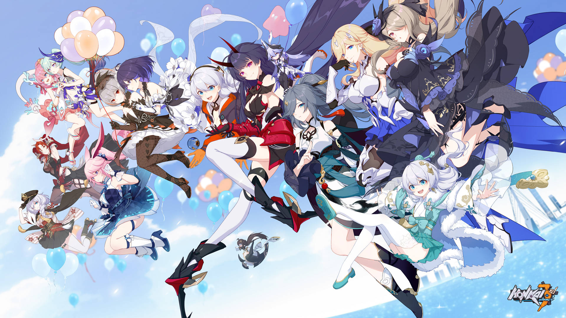 Honkai Impact, playable Valkyries, anime group, Full HD Desktop Wallpaper