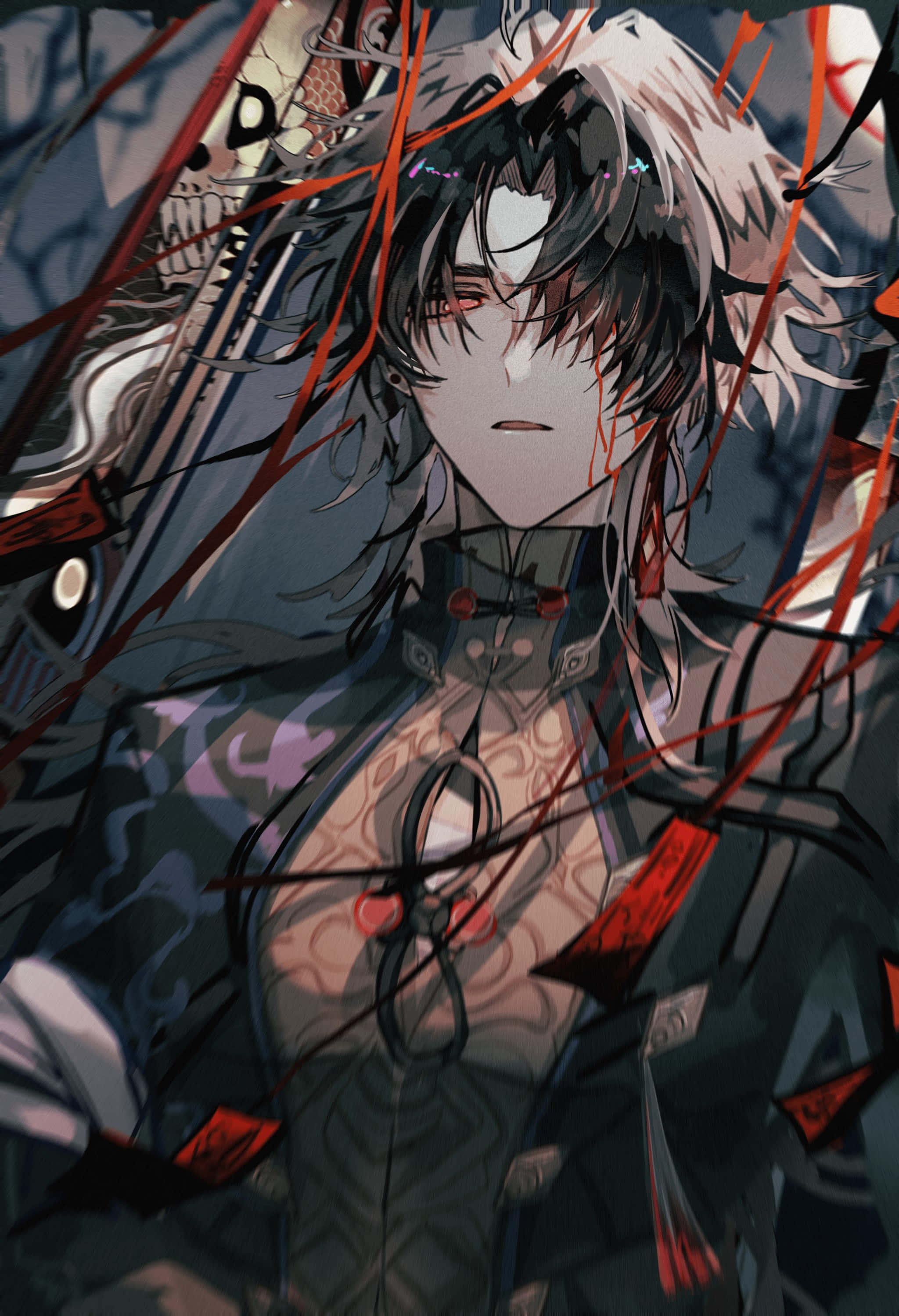 Honkai Star Rail, white hair, red eyes, 2K Phone Wallpaper
