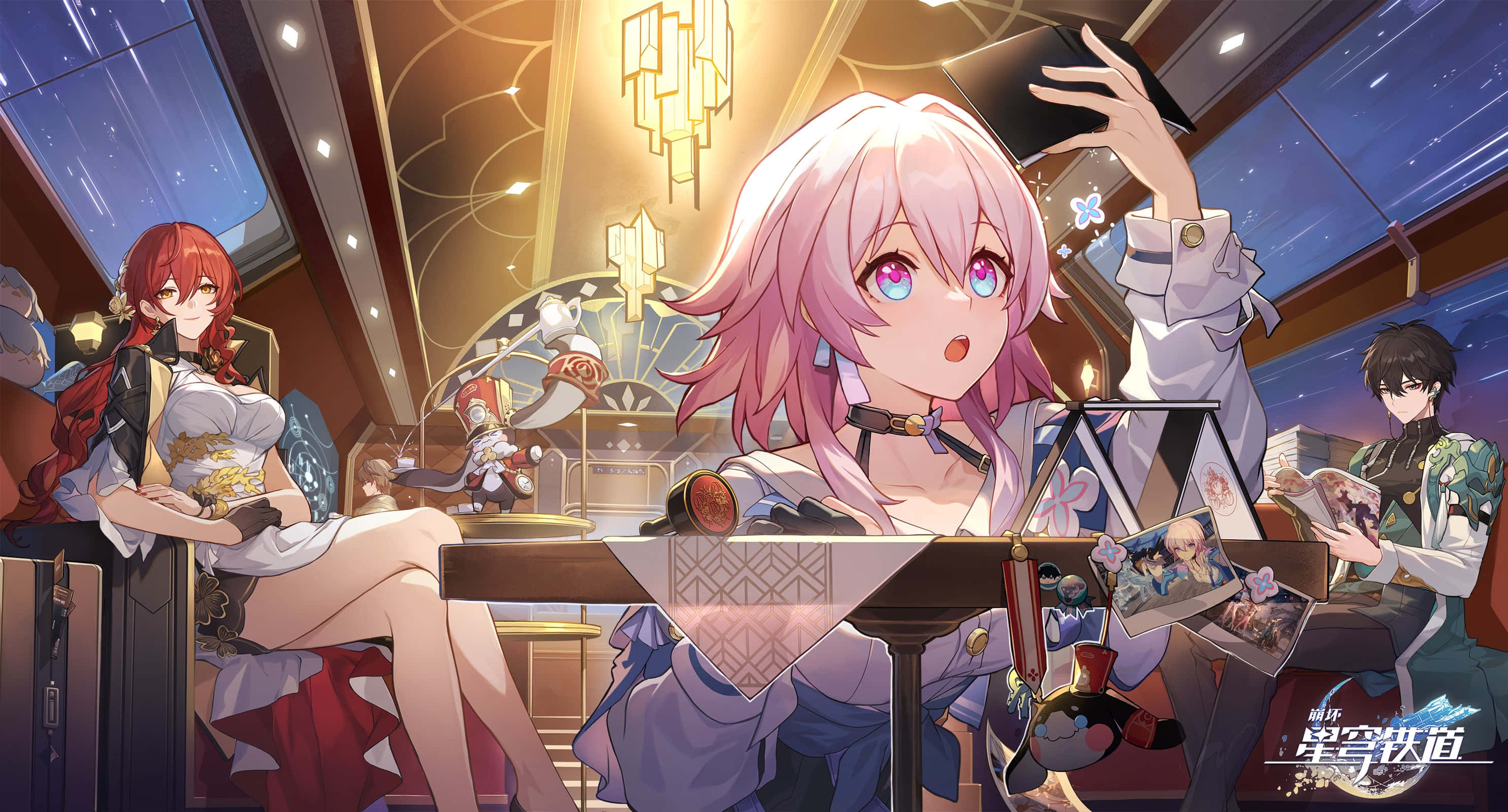 Honkai Star Rail, anime characters, starlit luxury train car, 2K Desktop Wallpaper