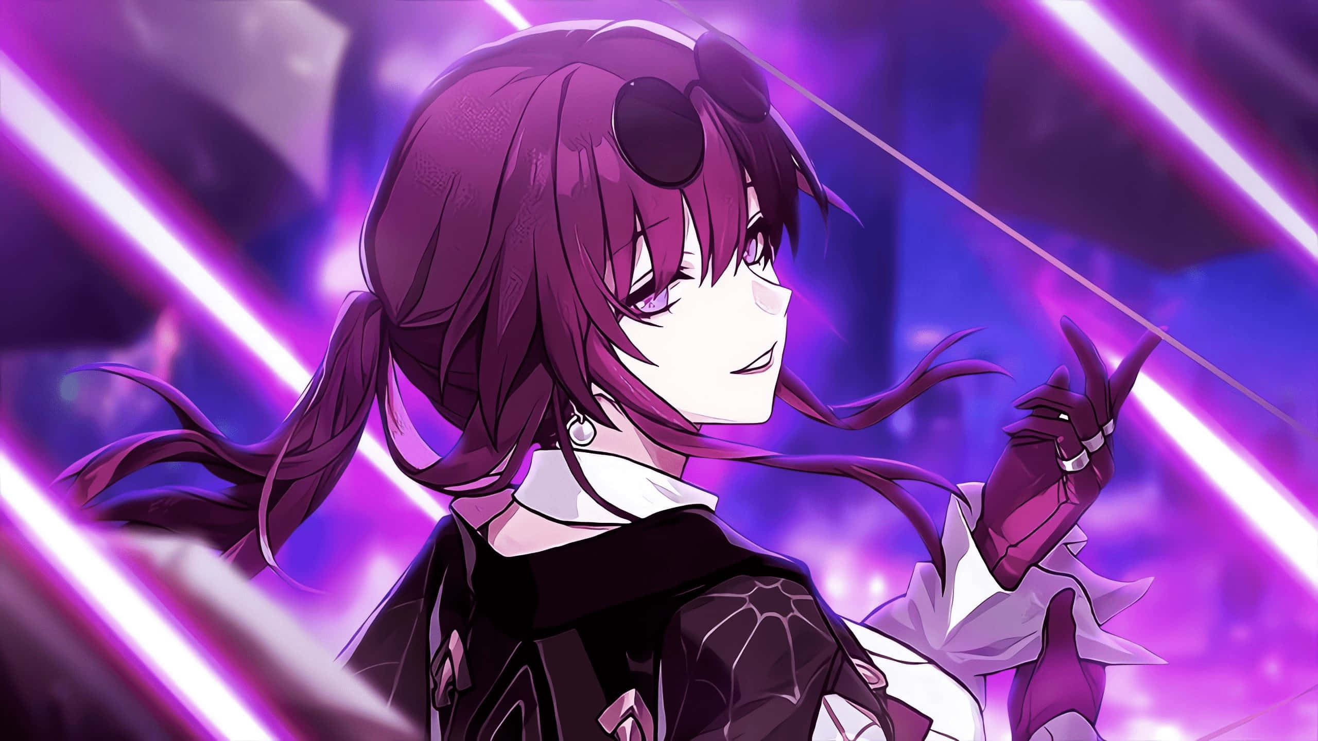 Honkai Star Rail, purple-haired anime girl, goggles, 2K Desktop Wallpaper