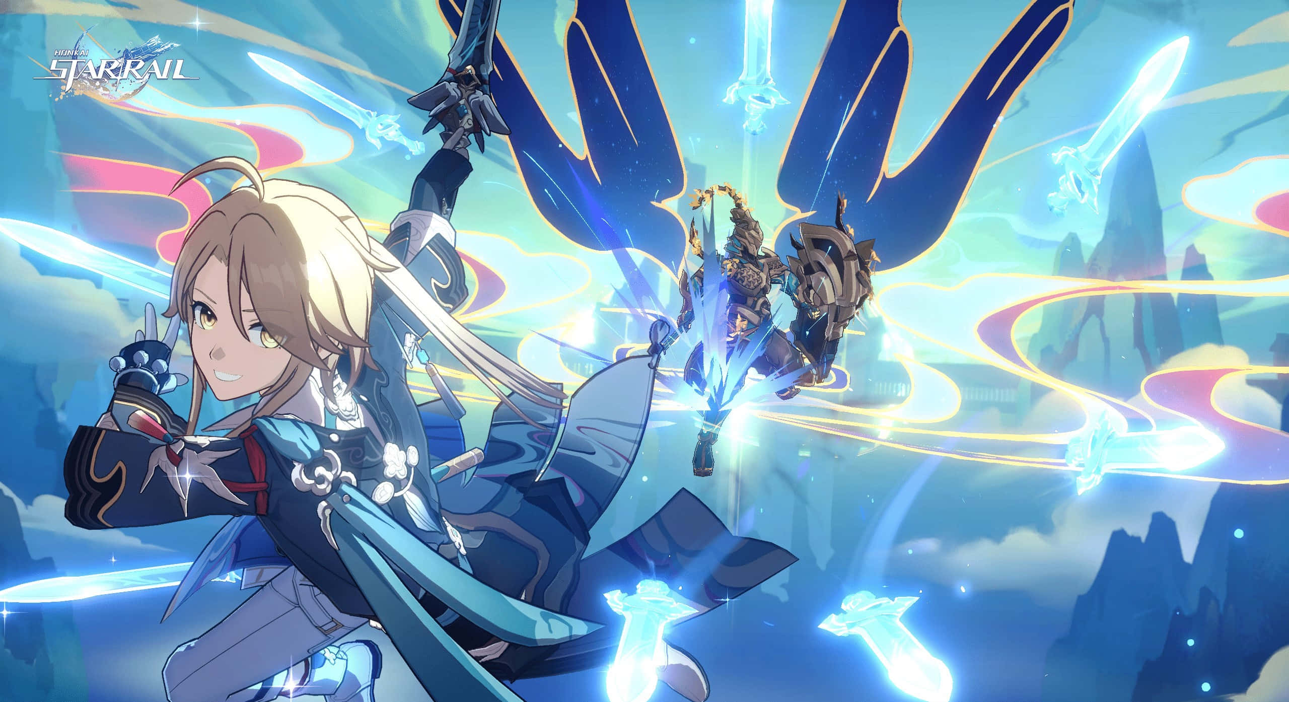 Honkai Star Rail, anime characters, glowing swords, 2K Desktop Wallpaper