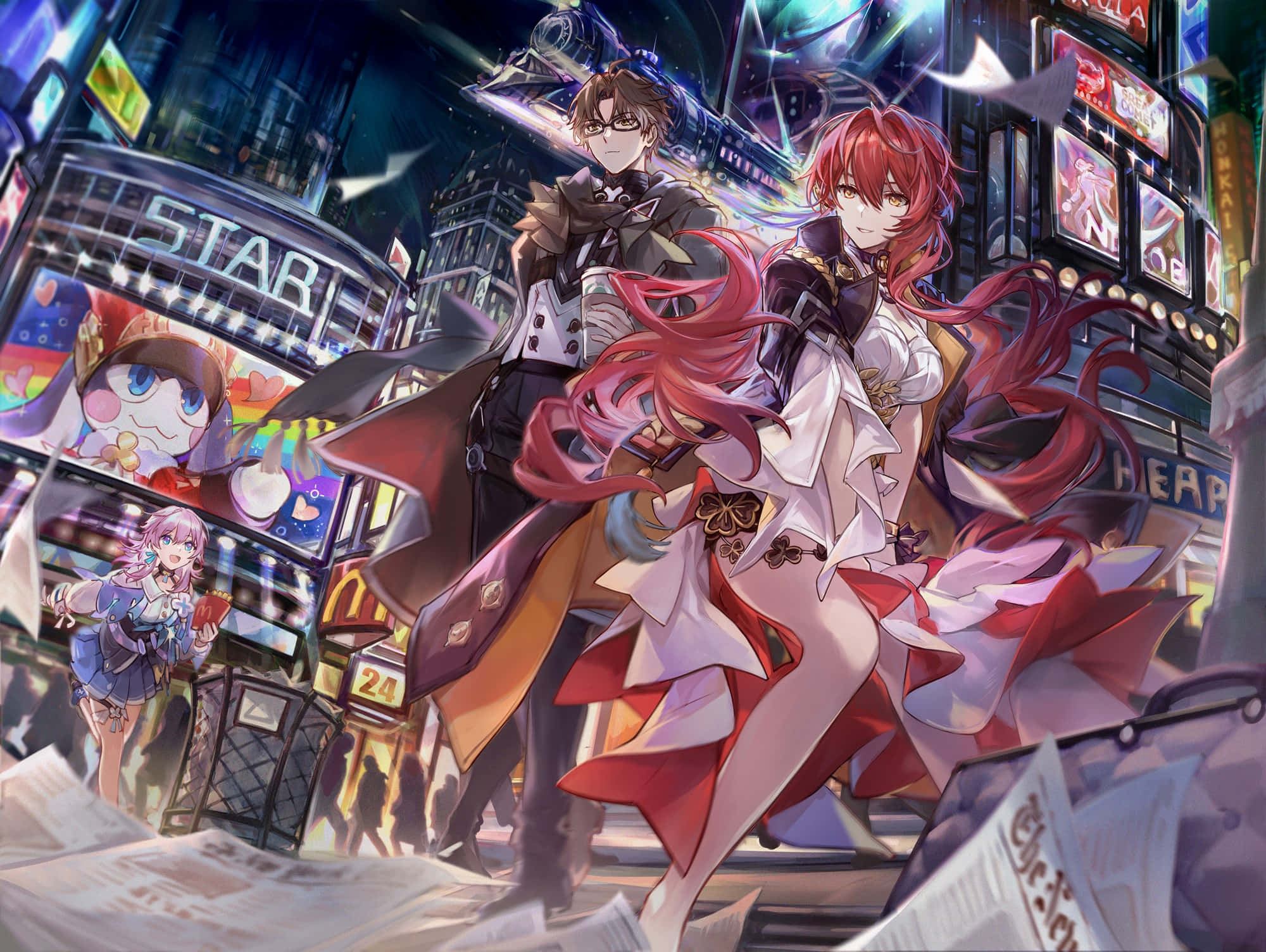 Honkai Star Rail, anime characters, flowing red hair, Full HD Desktop Wallpaper
