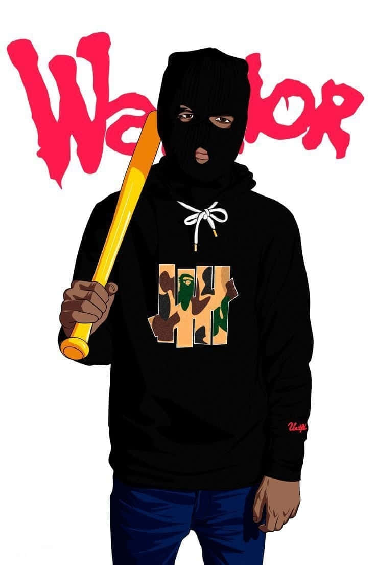 Hood Cartoon, black hoodie, yellow bat, SD Phone Wallpaper
