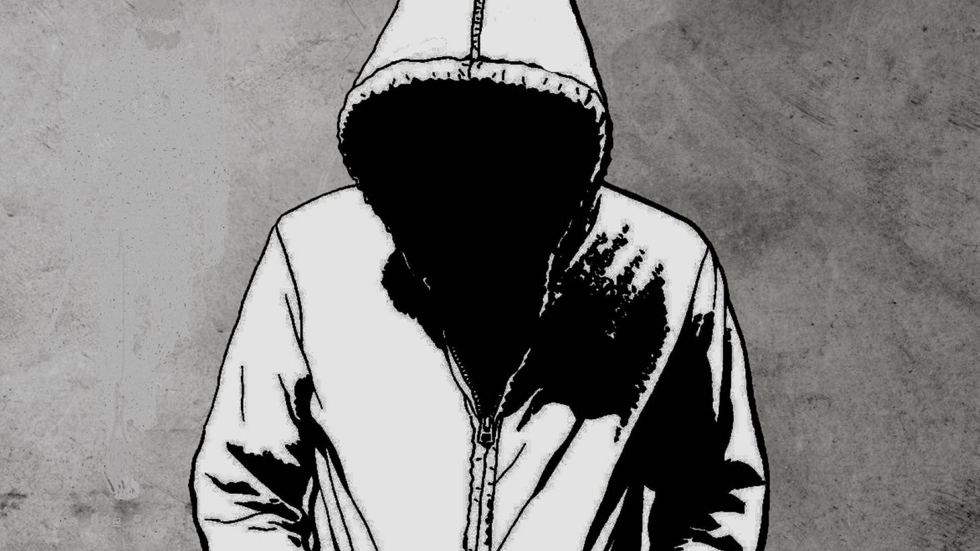 white hood, white jacket, textured gray wall, Full HD Desktop Wallpaper