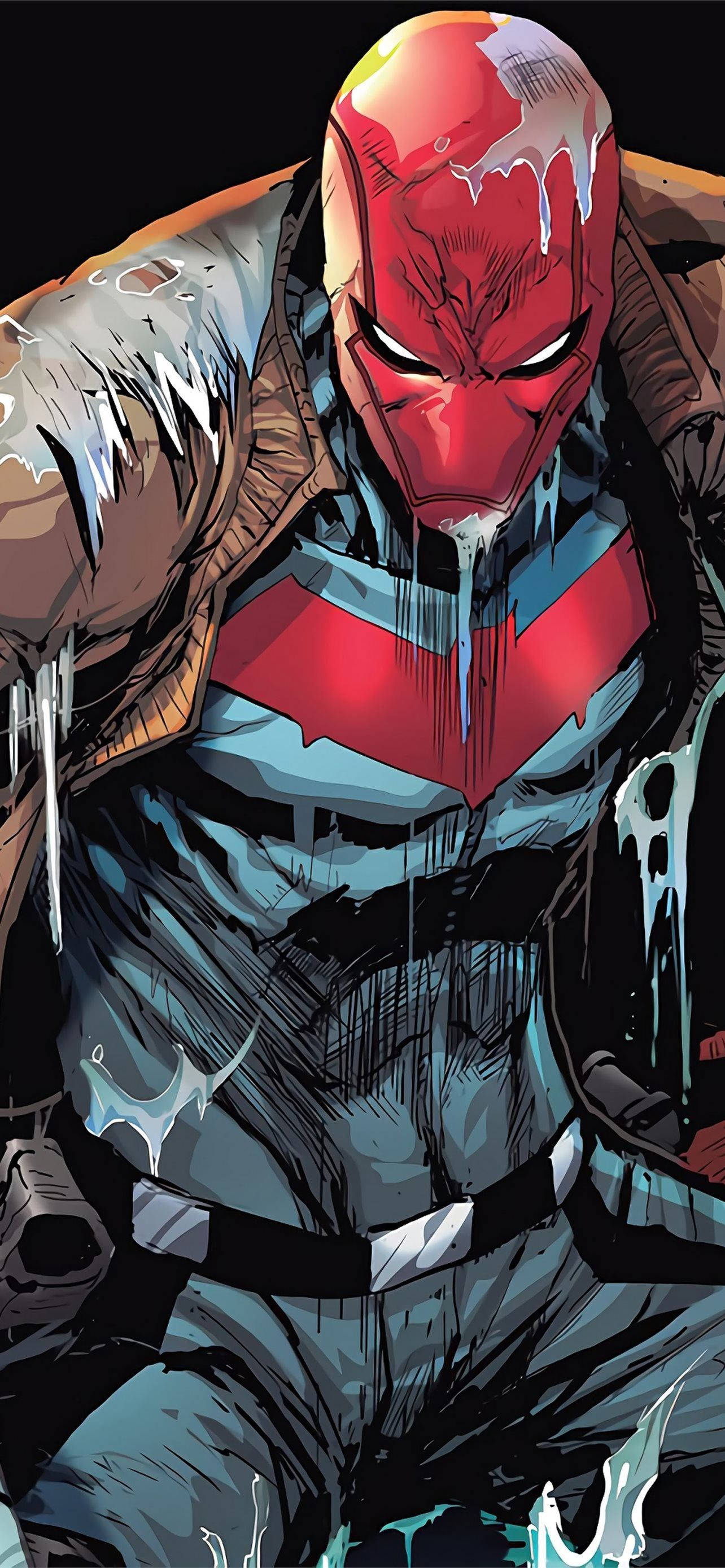 hood, red-masked superhero, icy drips, 2K Phone Wallpaper