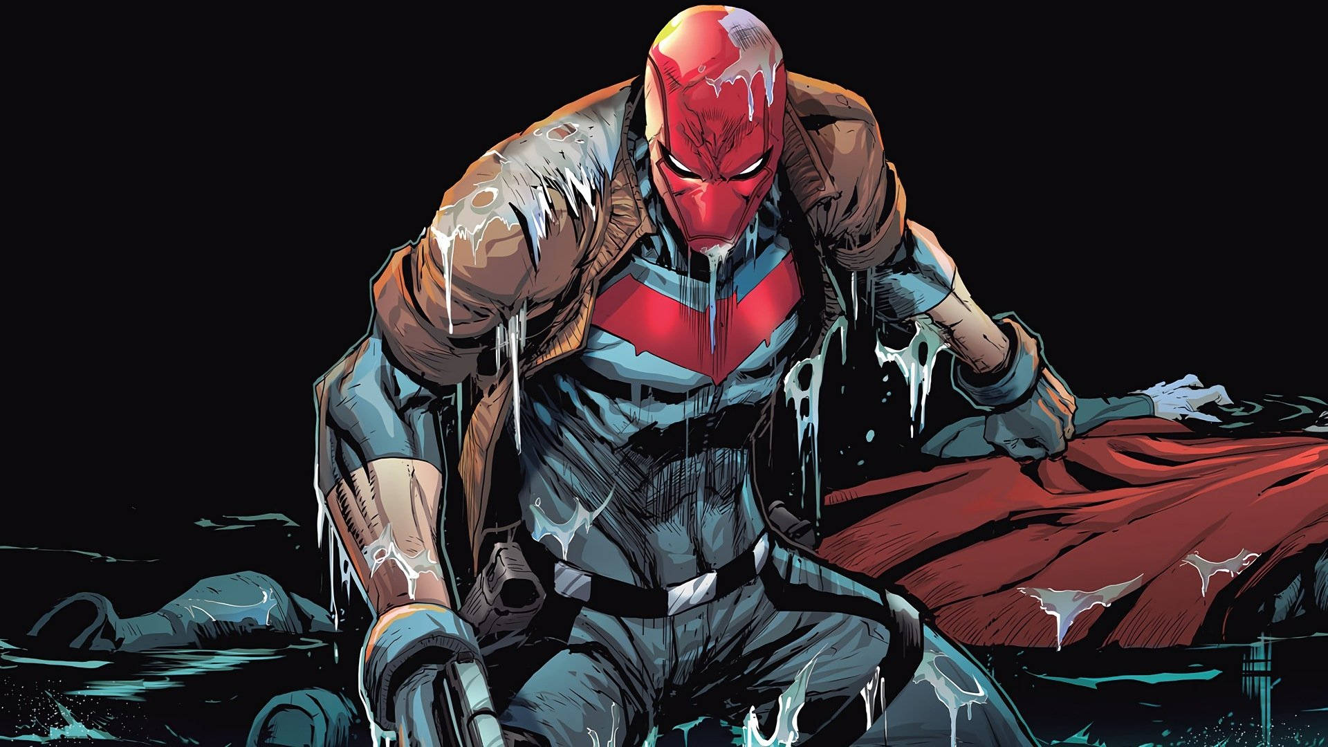Red Hood, red-masked superhero, icicles, Full HD Desktop Wallpaper