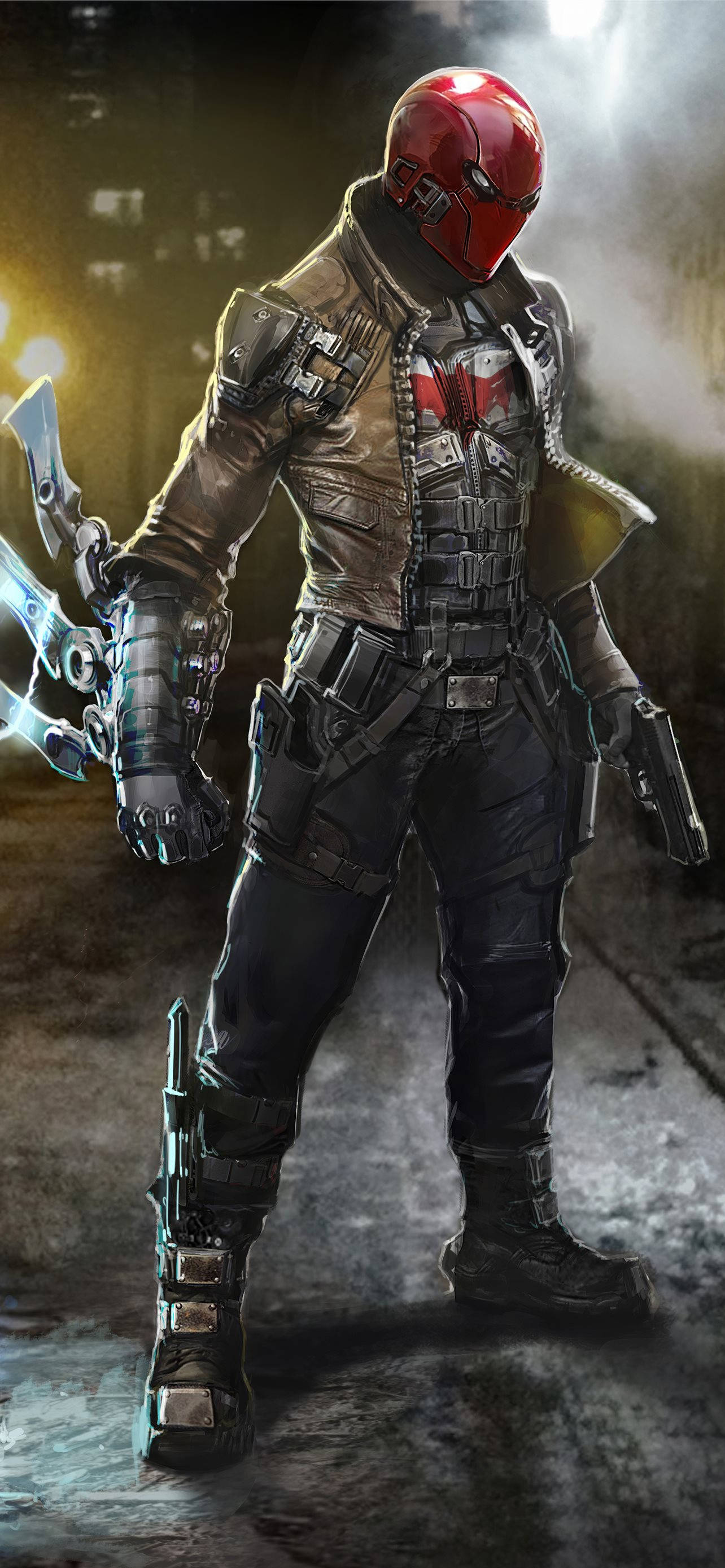 red costume, red helmet, tactical gear, 2K Phone Wallpaper