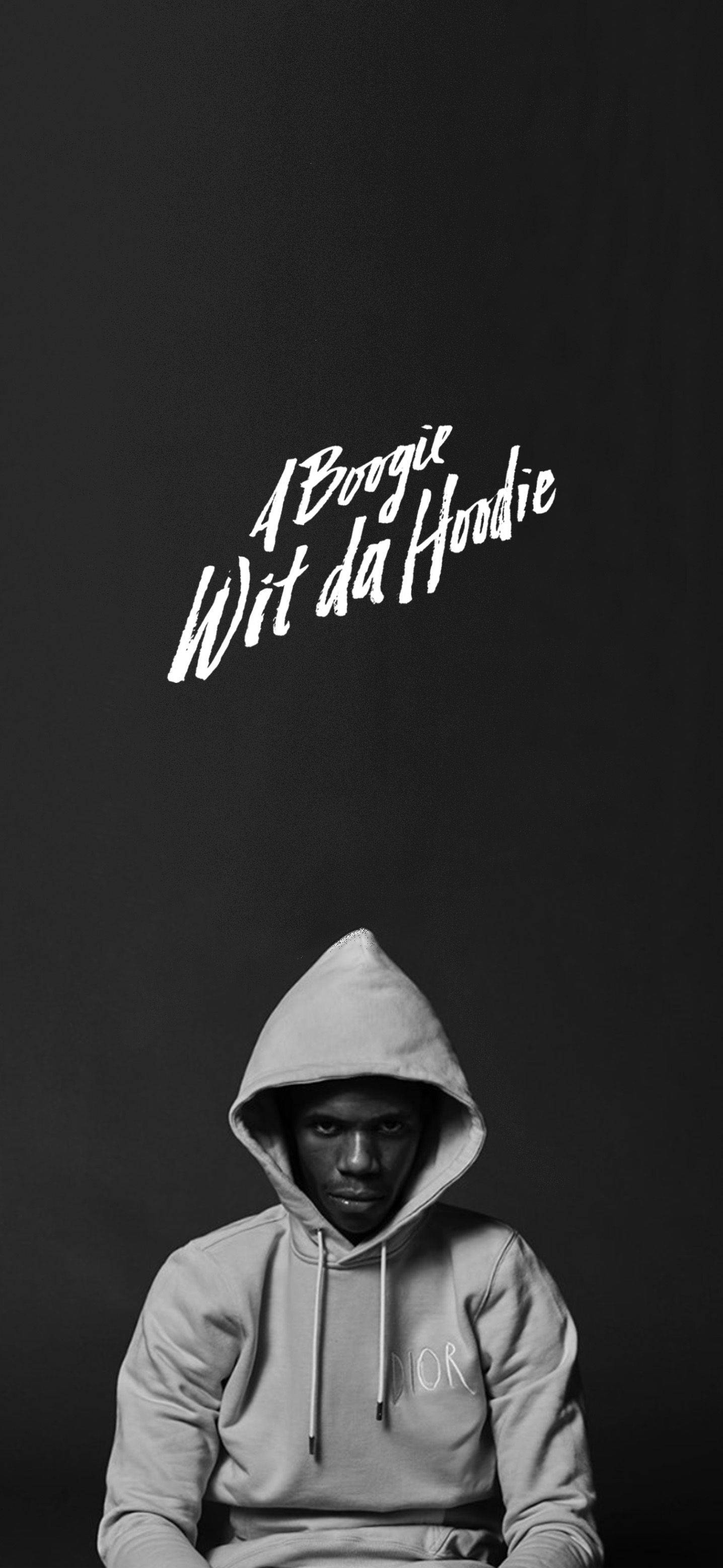 hoodie, black backdrop, white graffiti-style text, 2K Phone Wallpaper