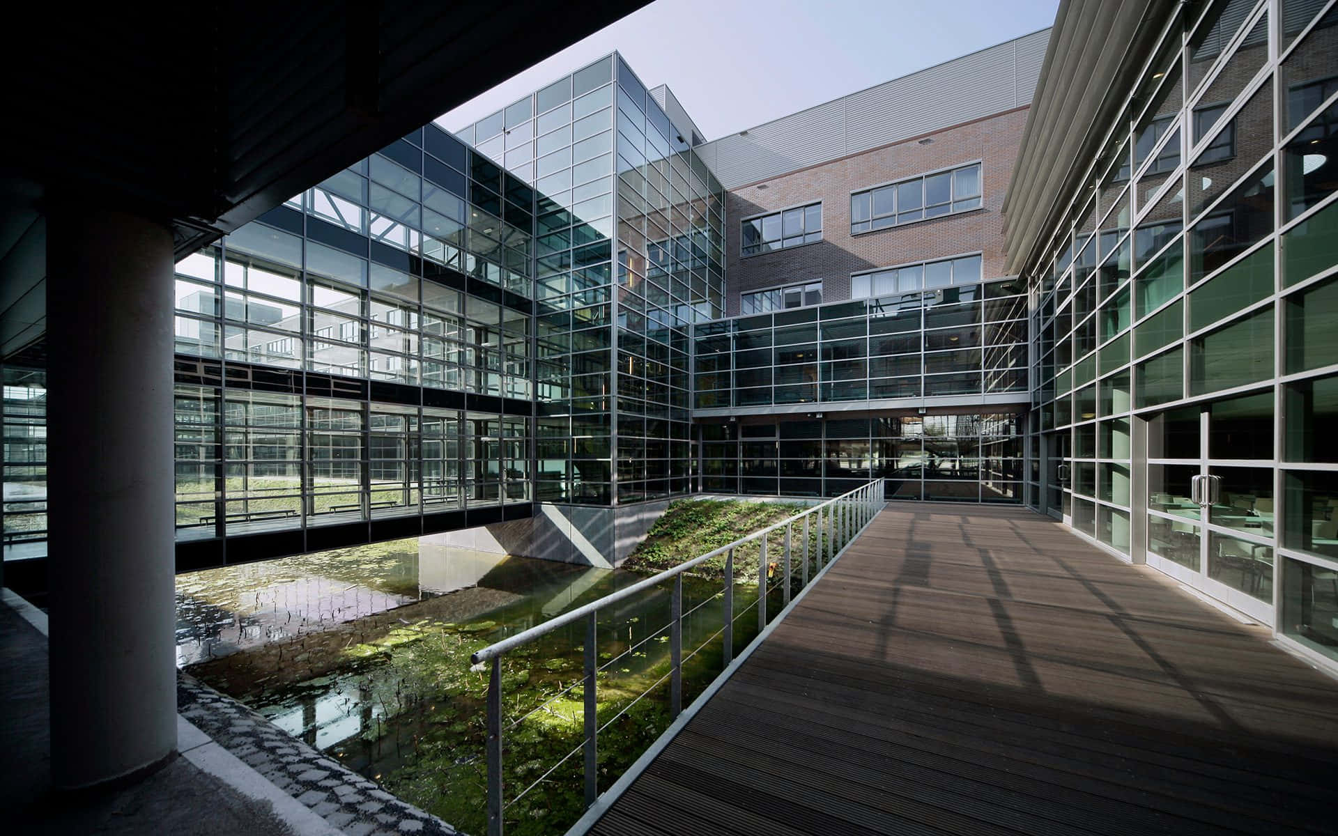 Hoofddorp, business district, glass and steel architecture, Full HD Desktop Wallpaper