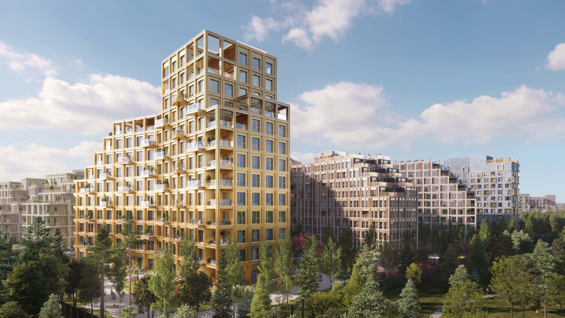 modern architecture, Hoofddorp, residential complex, Full HD Desktop Wallpaper