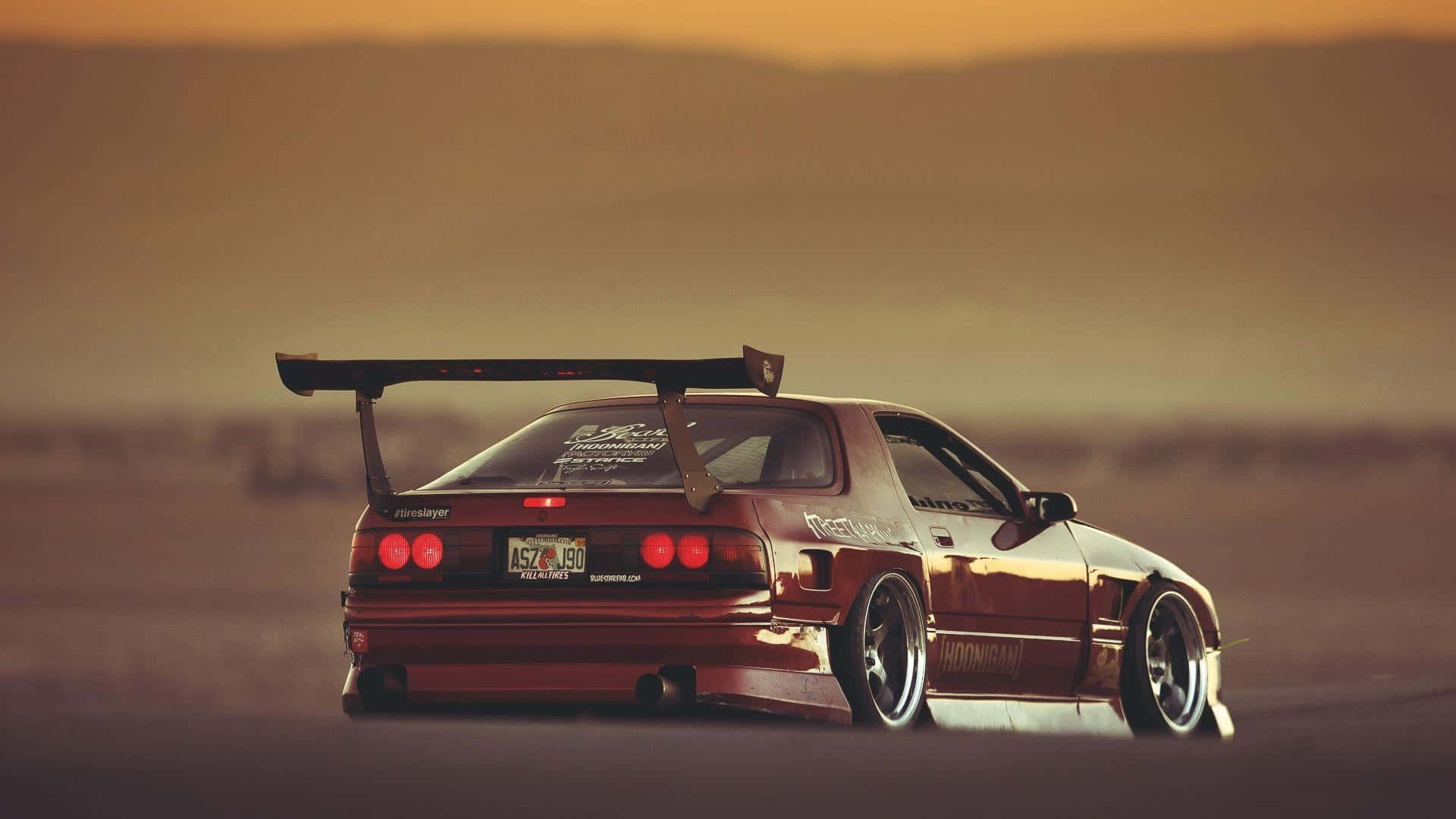 Hoonigan, custom car, red modified sports car, Full HD Desktop Wallpaper