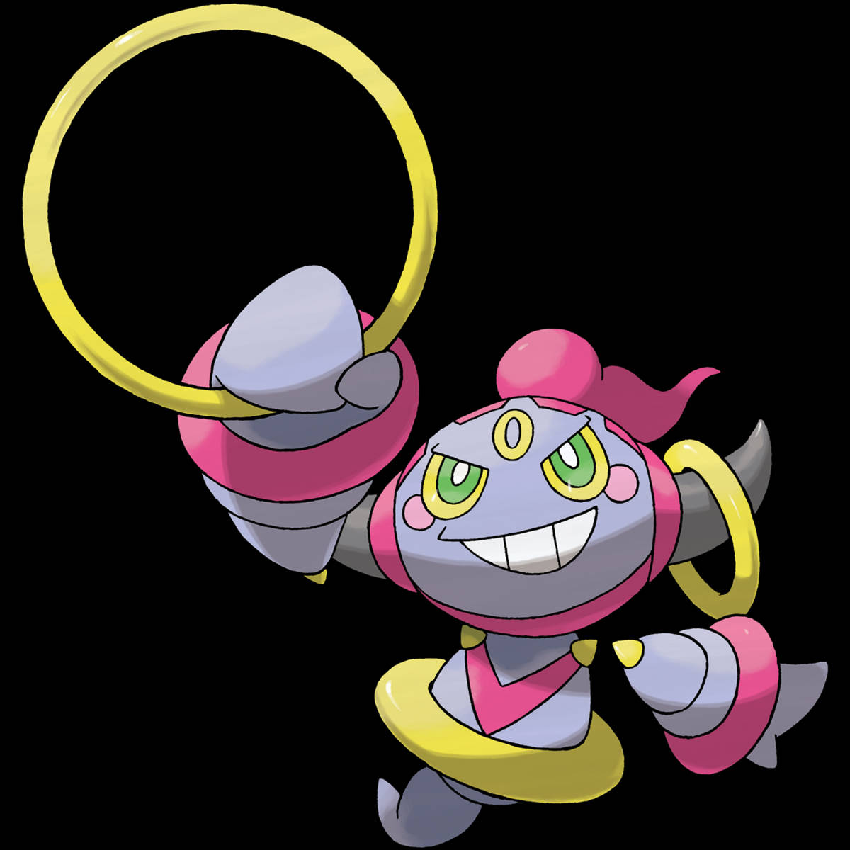 Hoopa, pink and gray armor, large yellow ring, SD Desktop Wallpaper