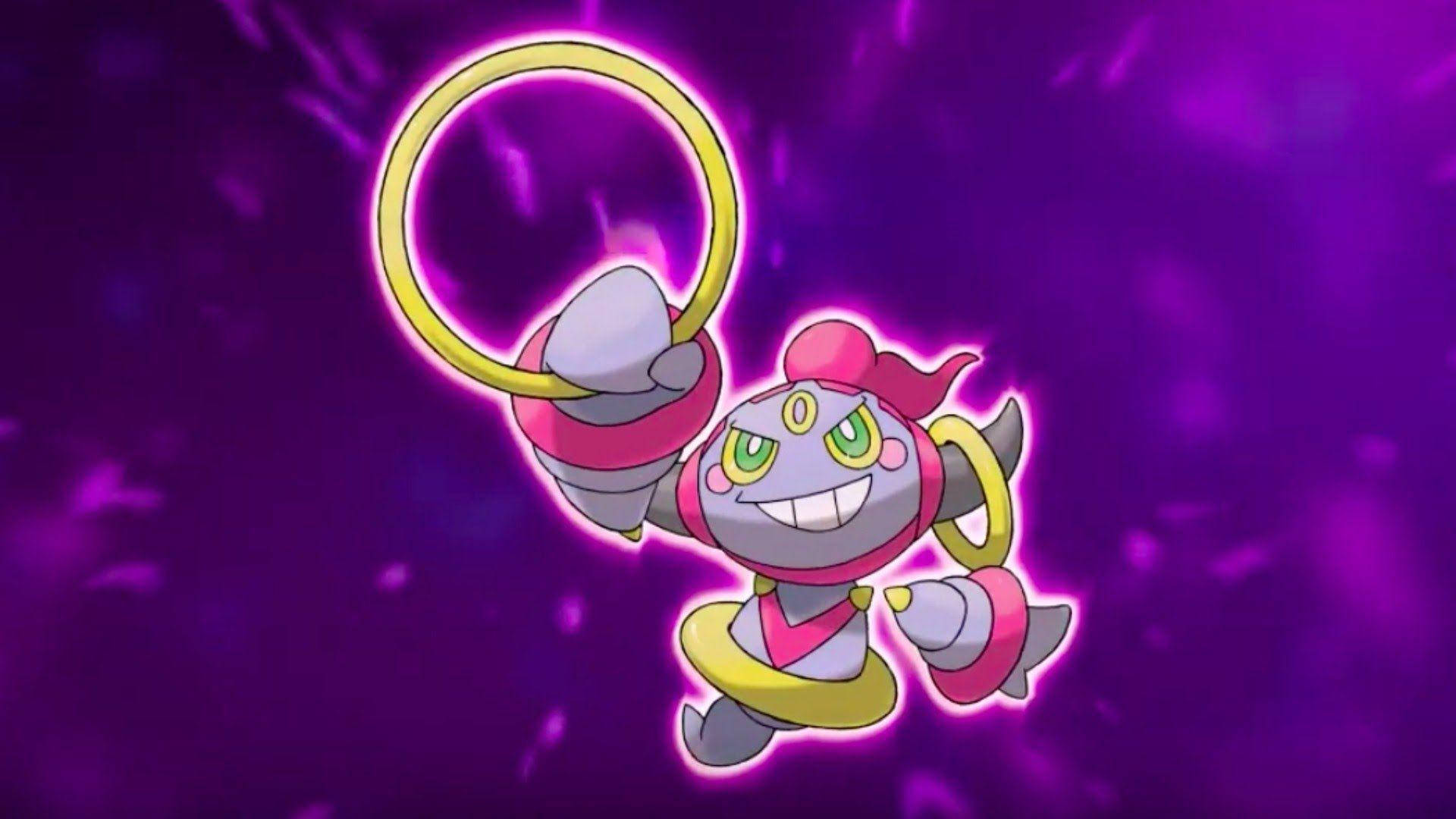 Hoopa, pink and gray armor, glowing golden ring, Full HD Desktop Wallpaper