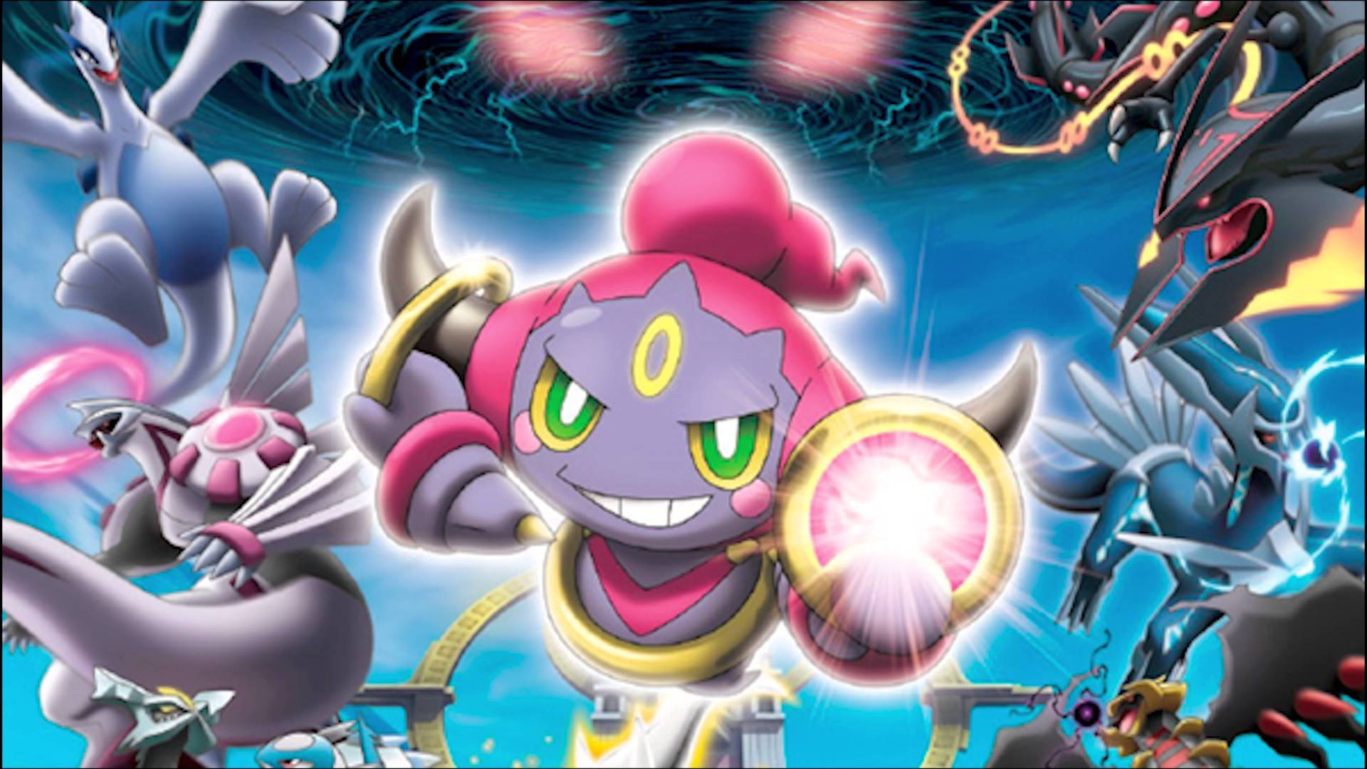 Hoopa, shining ring, pink and purple, Full HD Desktop Wallpaper