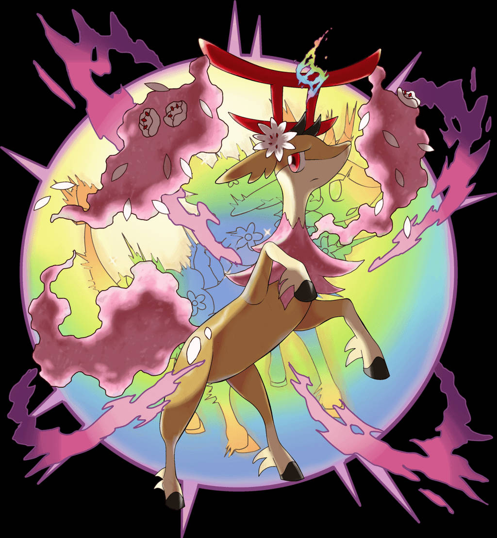 Hoopa, anime-style, deer-like, SD Phone Wallpaper