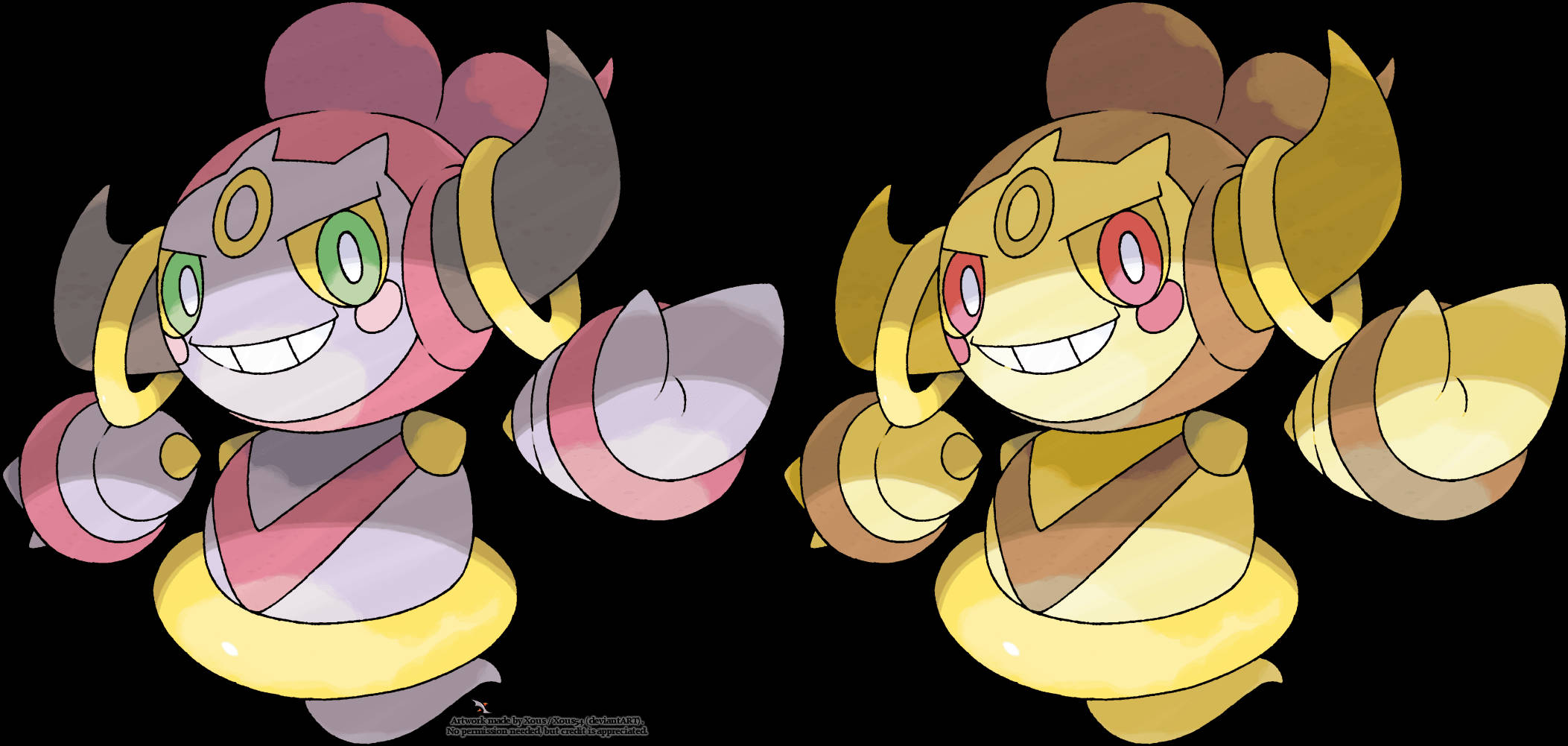 Hoopa, Shiny Hoopa, anime-style, Full HD Desktop Wallpaper