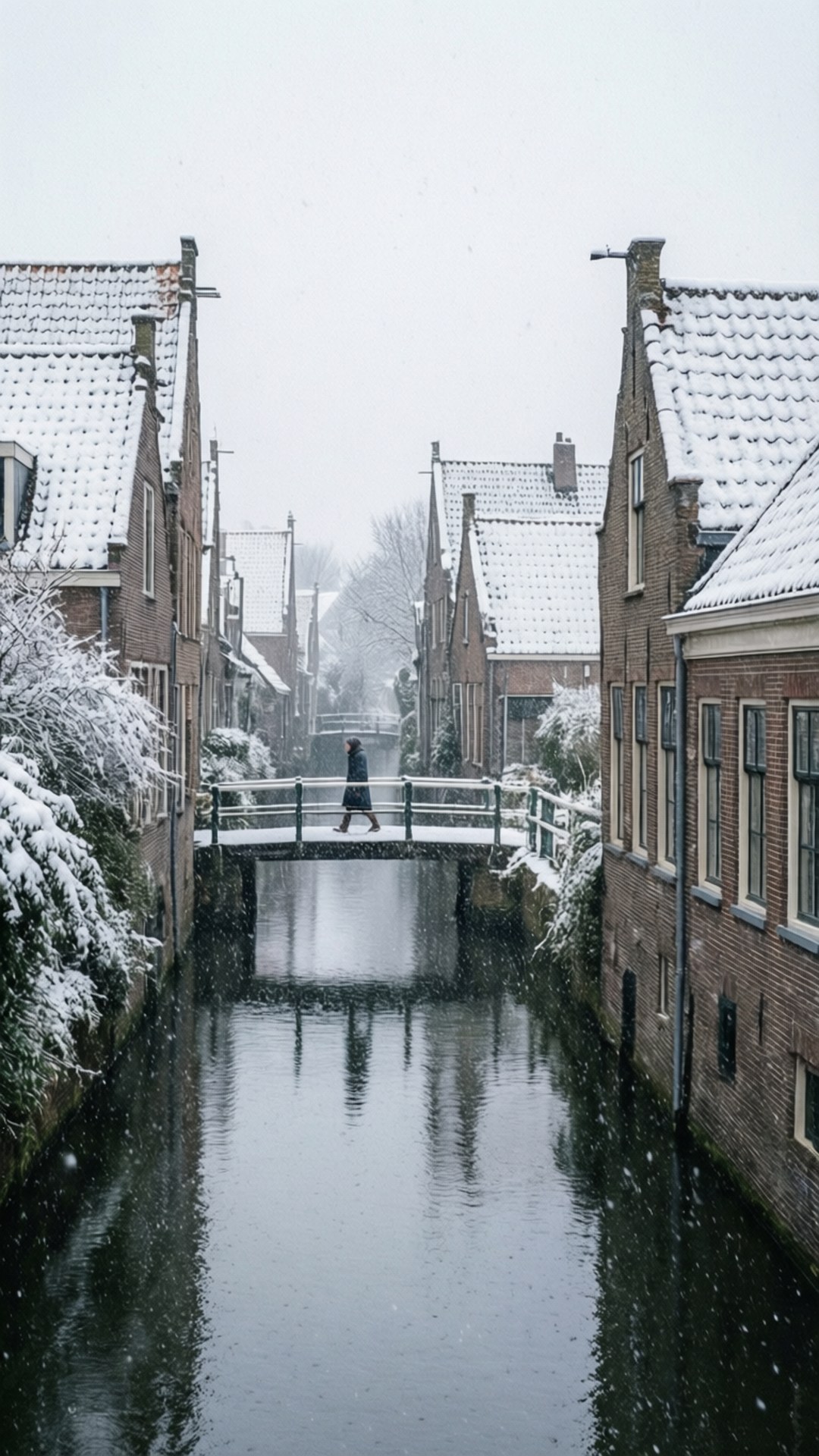 Hoorn, bridge, snowfall, Full HD Phone Wallpaper