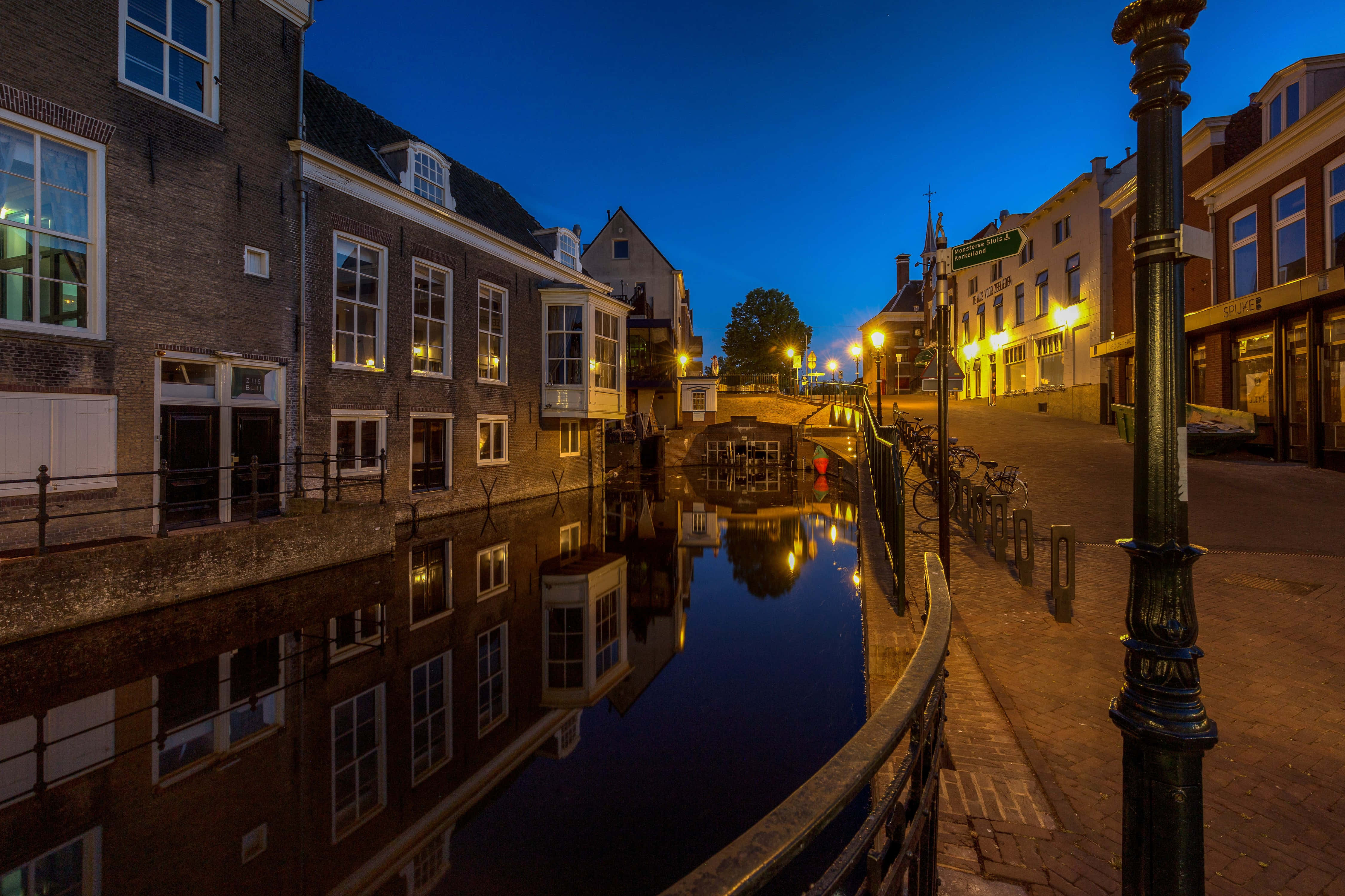 Hoorn, canal, evening, 4K Desktop Wallpaper