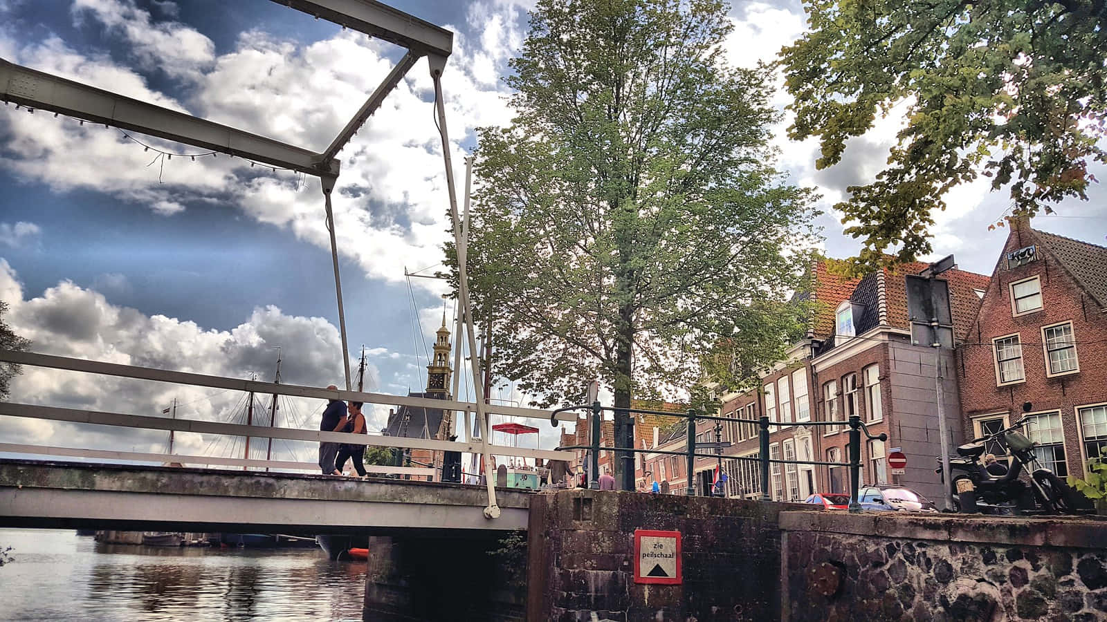 Hoorn, canal bridge, drawbridge, HD Desktop Wallpaper