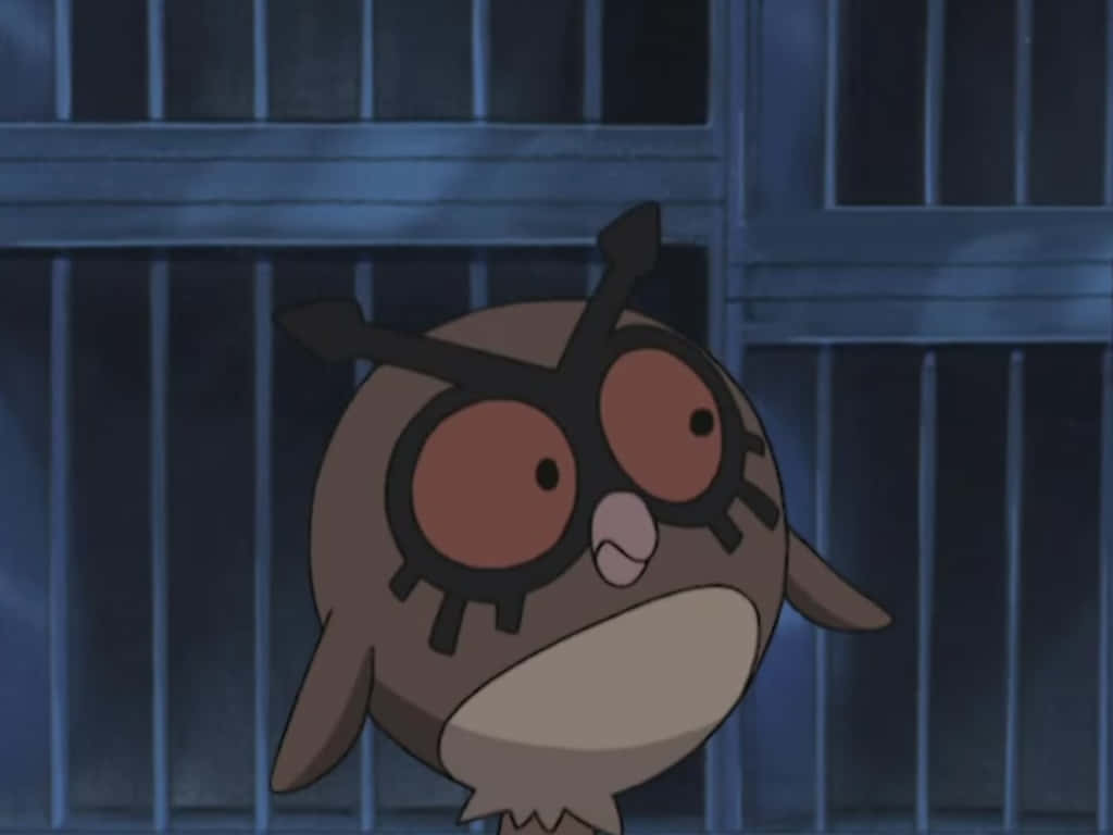 Hoothoot, blue metal bars, dimly lit cage, SD Desktop Wallpaper