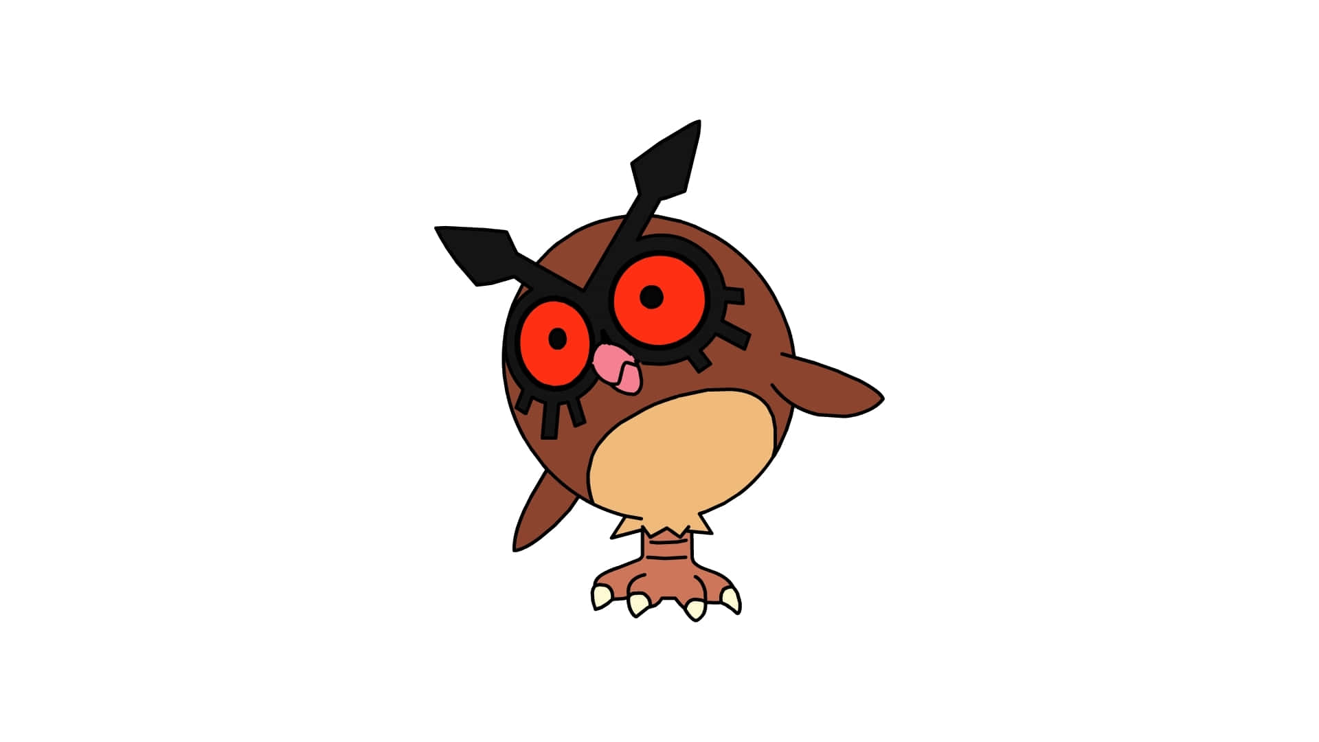 Hoothoot, 2D, red eyes, Full HD Desktop Wallpaper