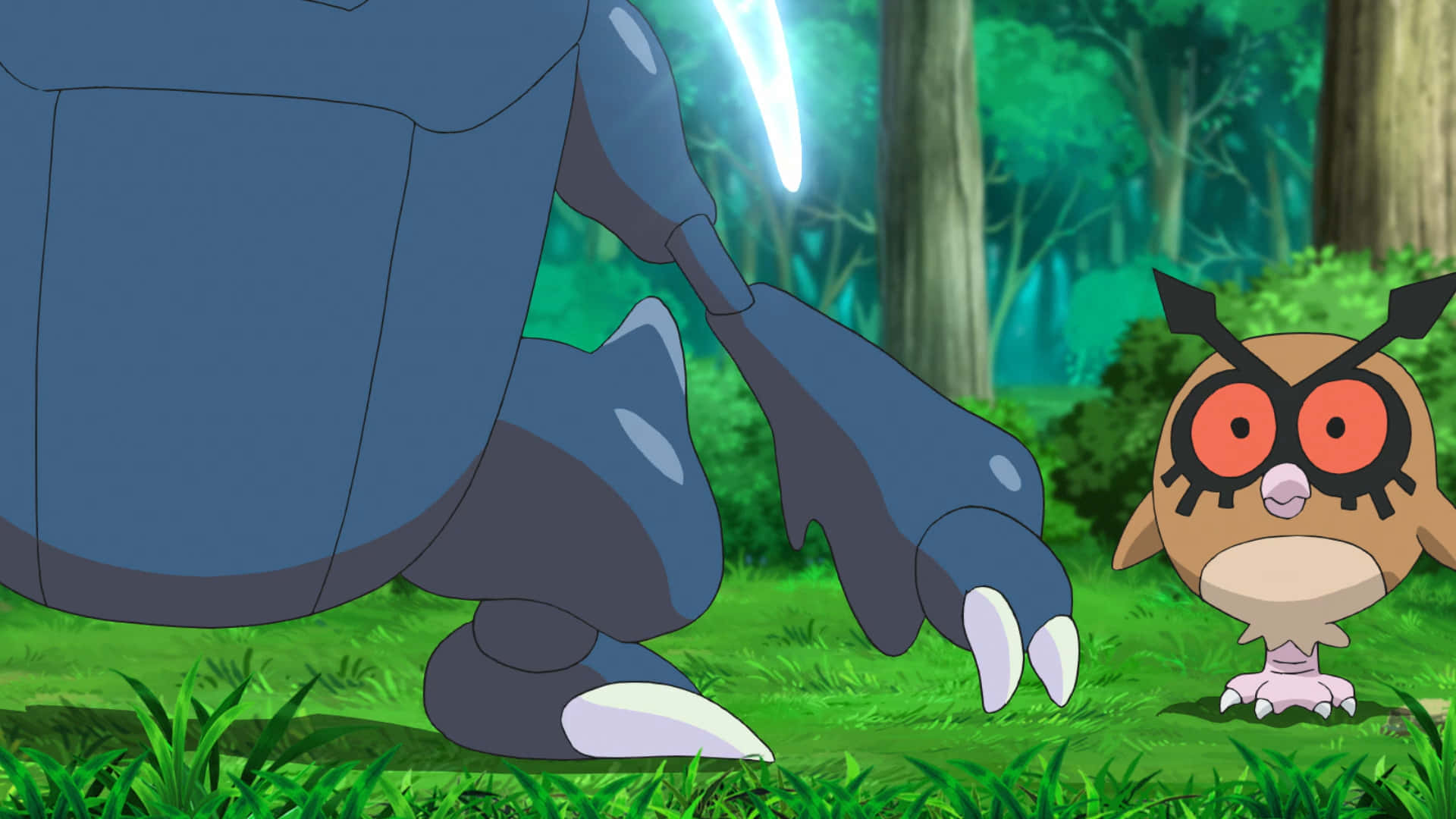 Hoothoot, Rival Pokemon, blue armored, Full HD Desktop Wallpaper