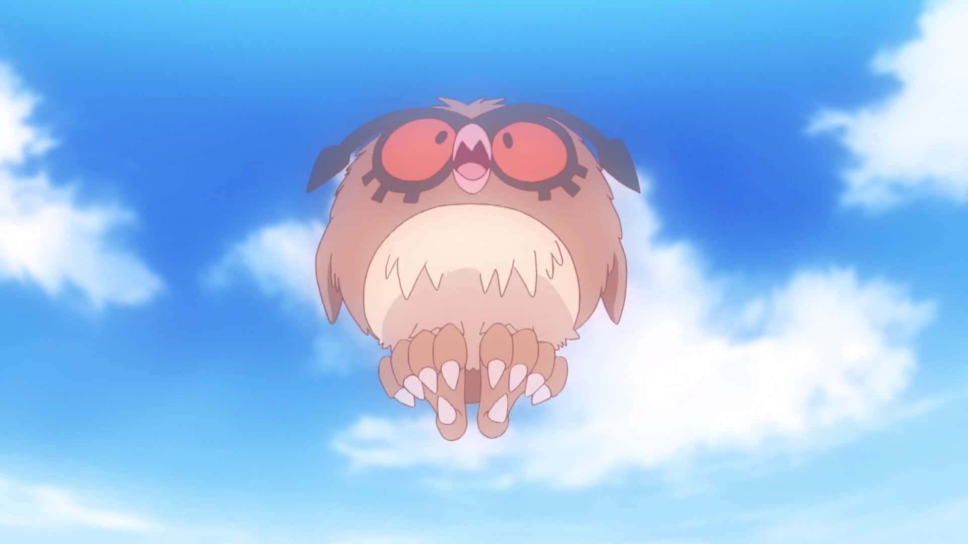 Hoothoot, round red eyes, fluffy brown feathers, Full HD Desktop Wallpaper