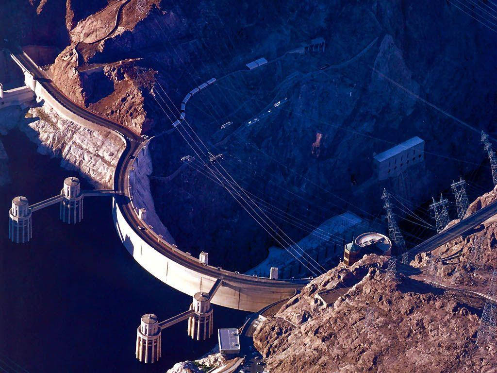 Hoover Dam, sunlight, aerial view, SD Desktop Wallpaper