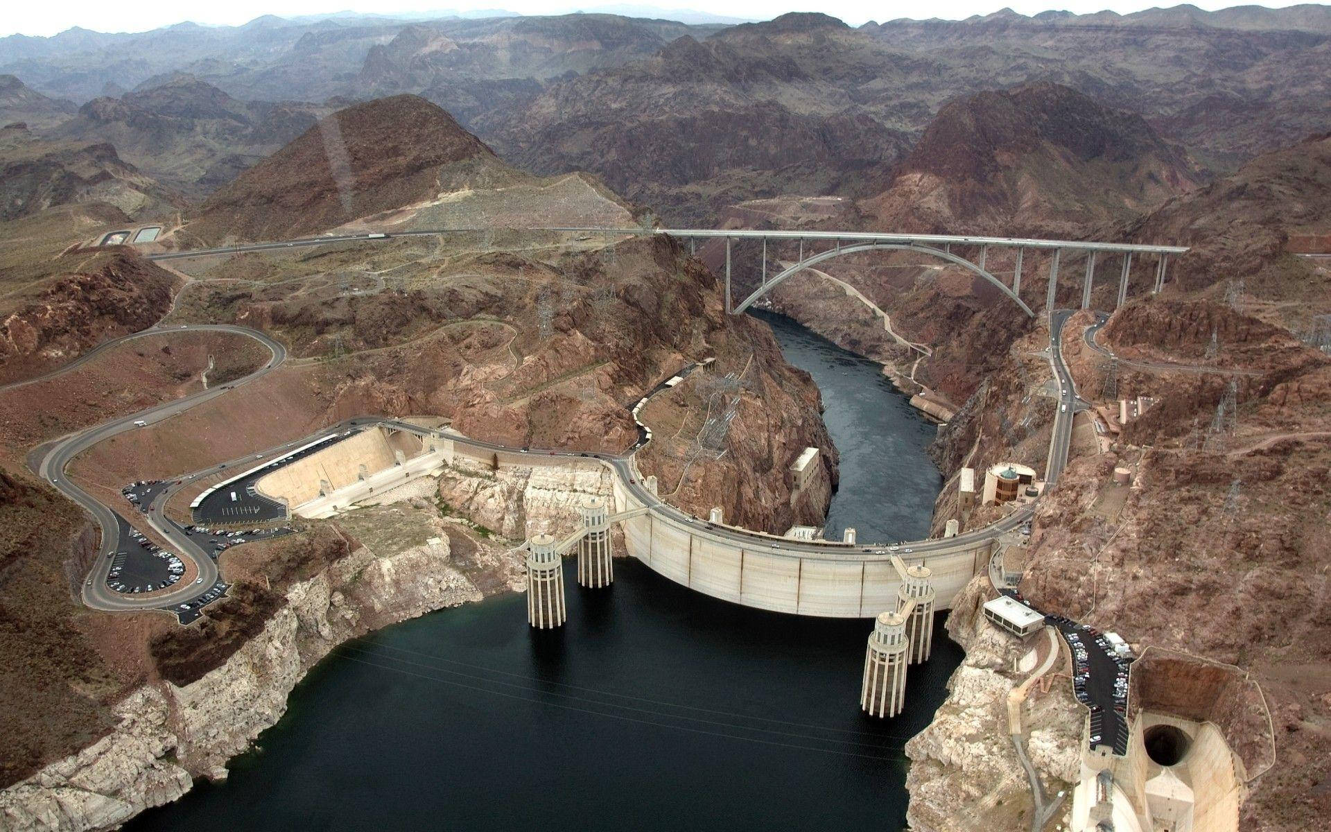 Hoover Dam, deep canyon, bridge crossing, Full HD Desktop Wallpaper