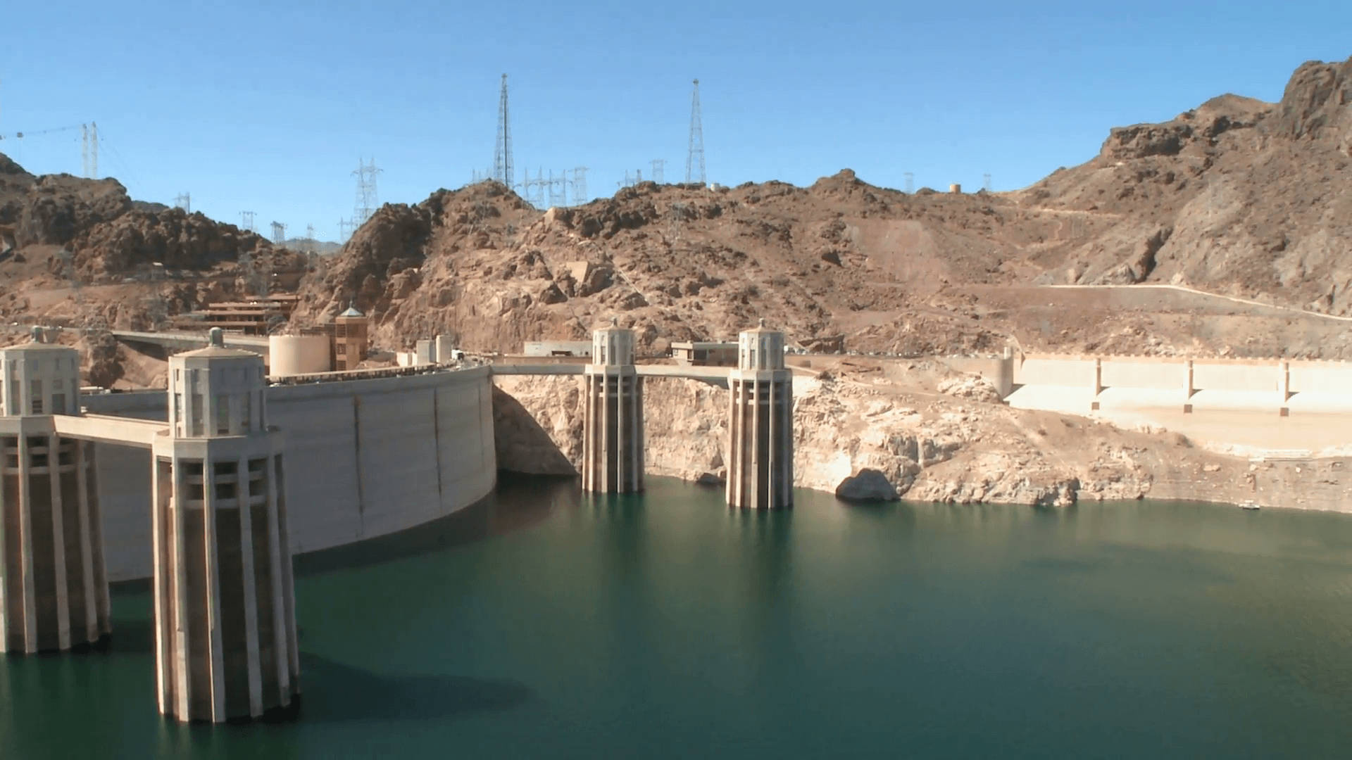 Hoover Dam, calm waters, deep green water, Full HD Desktop Wallpaper
