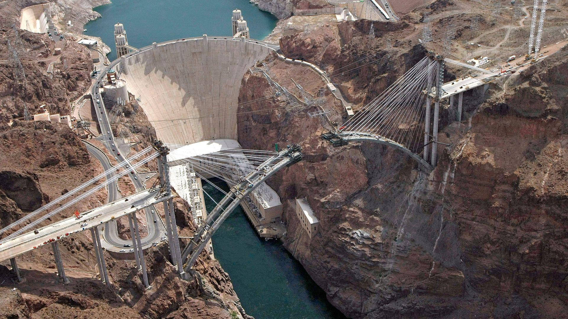 Hoover Dam, highway, canyon, Full HD Desktop Wallpaper