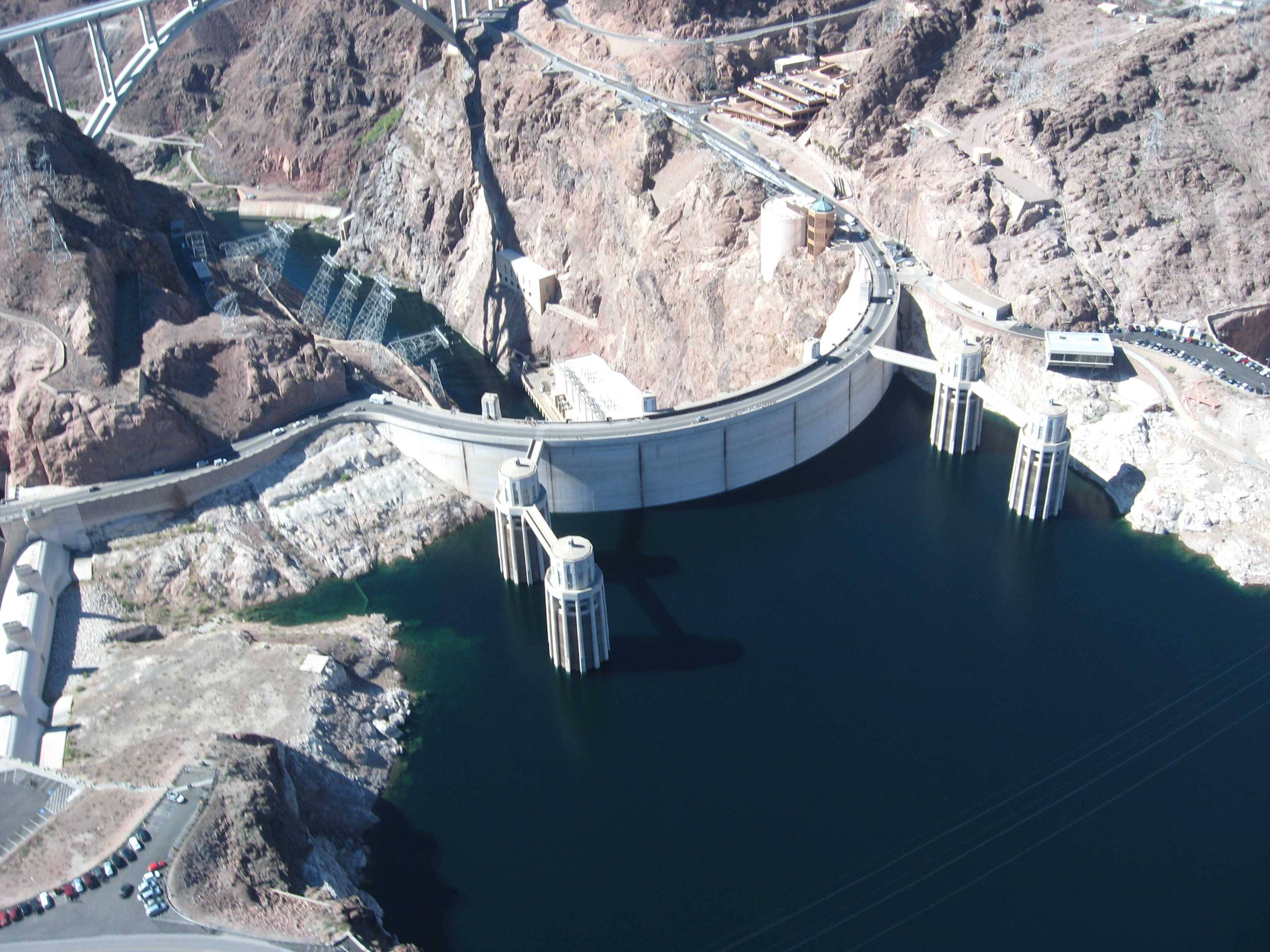Hoover Dam, top view, aerial view, 2K Desktop Wallpaper
