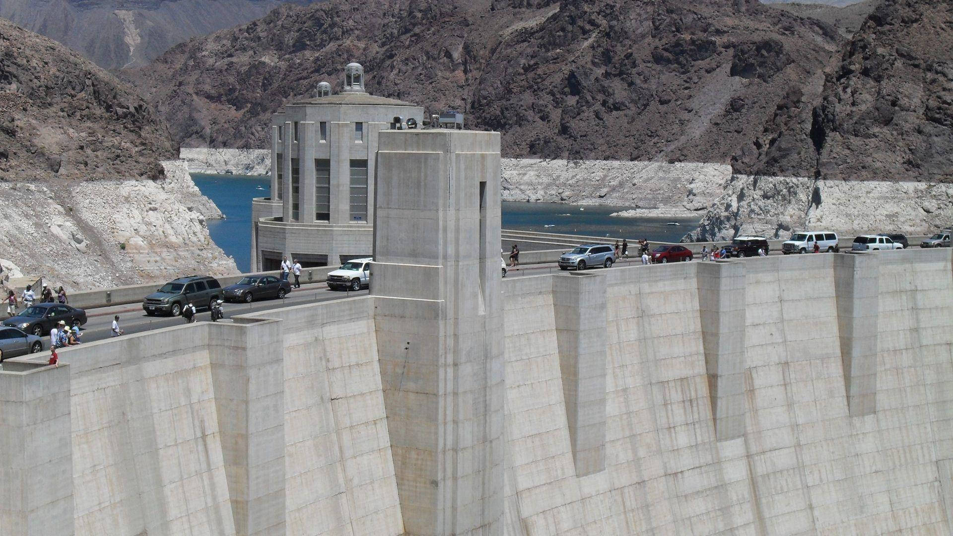 Hoover Dam, cars, people, Full HD Desktop Wallpaper