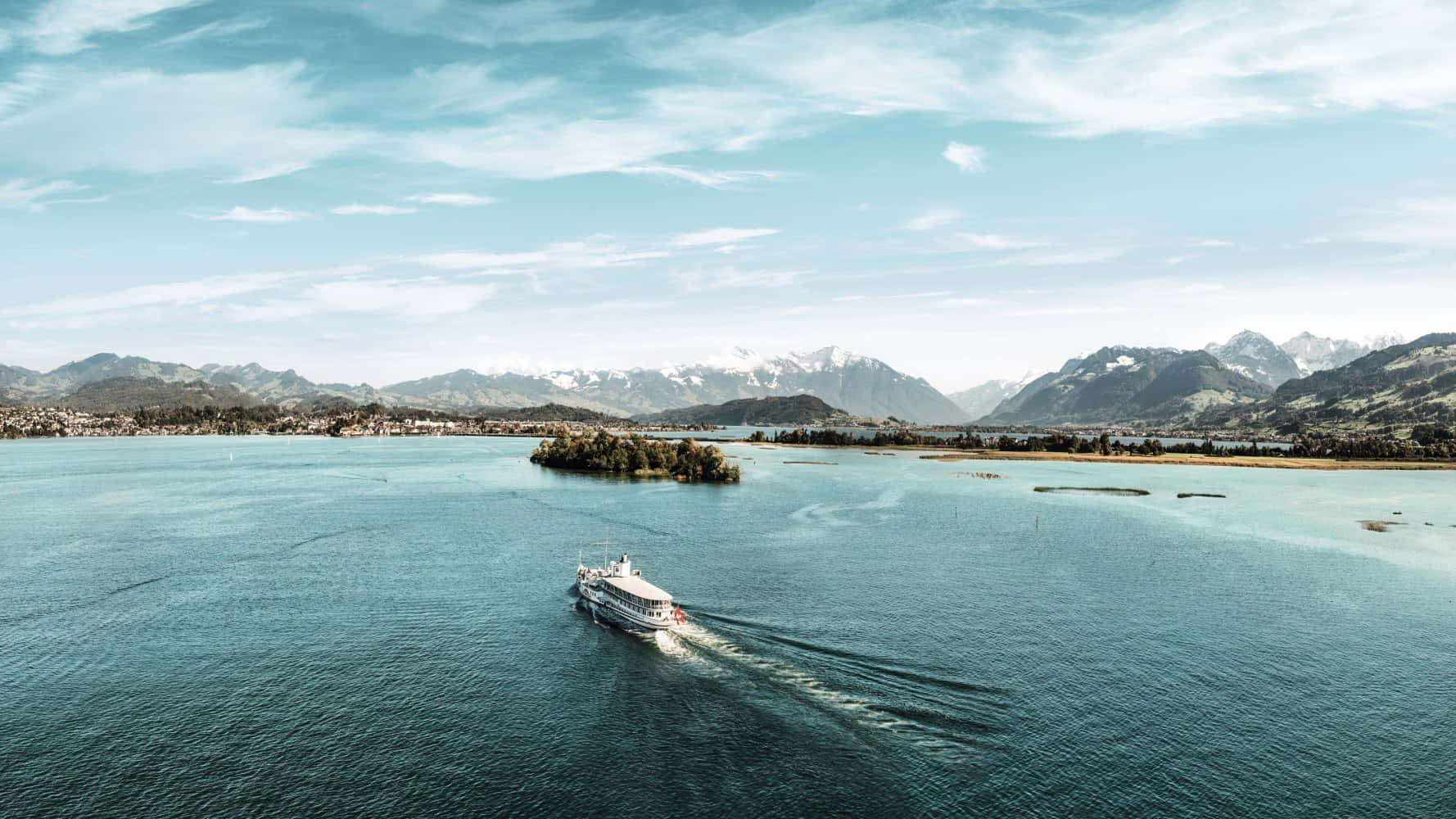 Horgen, Switzerland, white cruise ship, vast turquoise lake, HD Desktop Wallpaper