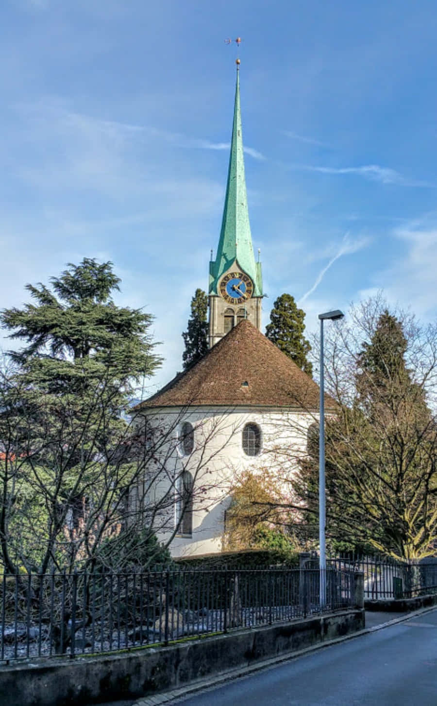 Horgen, Switzerland, historic church, green spire, HD Phone Wallpaper