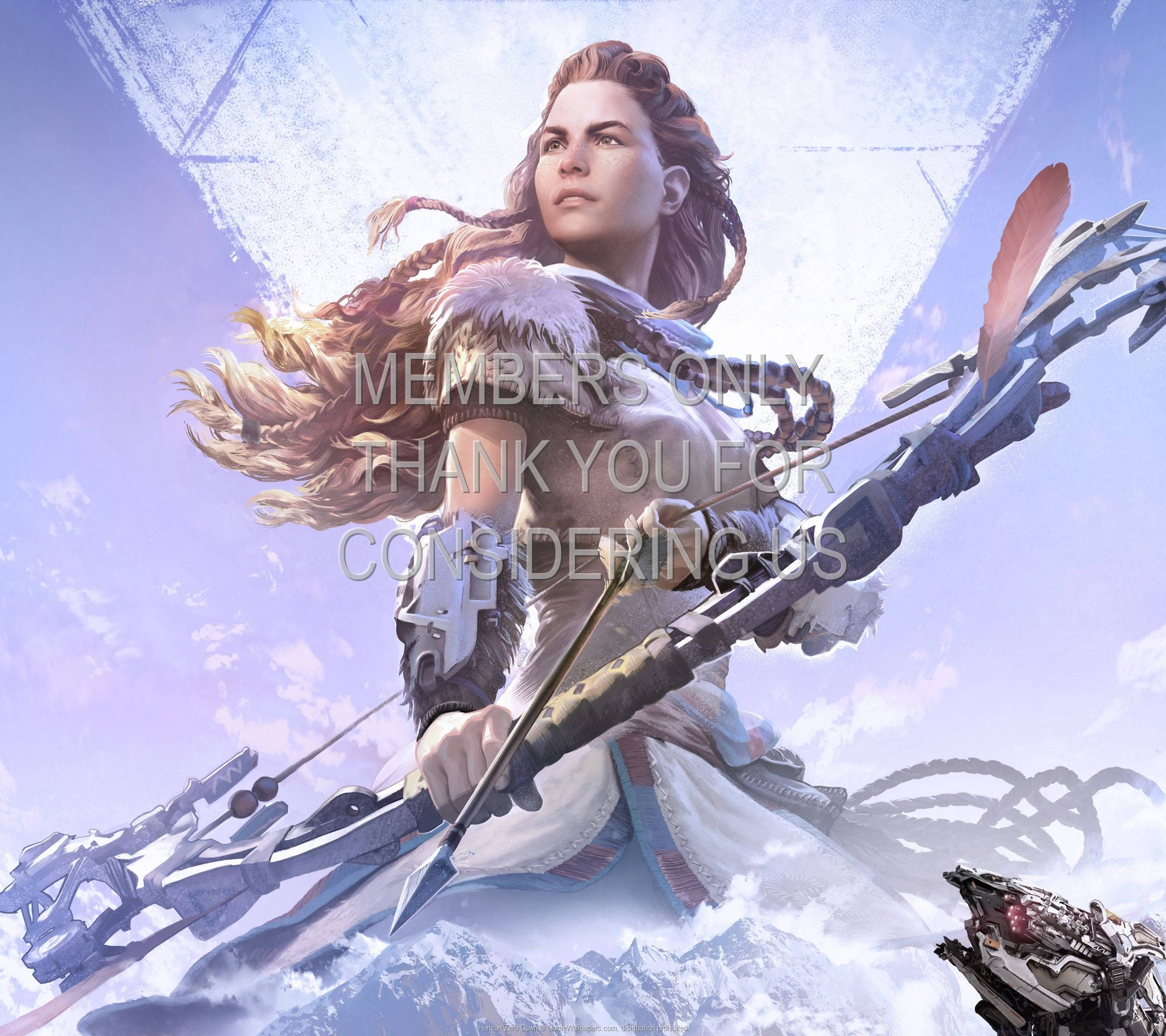 Horizon Zero Dawn, fierce warrior woman, flowing hair, Full HD Desktop Wallpaper