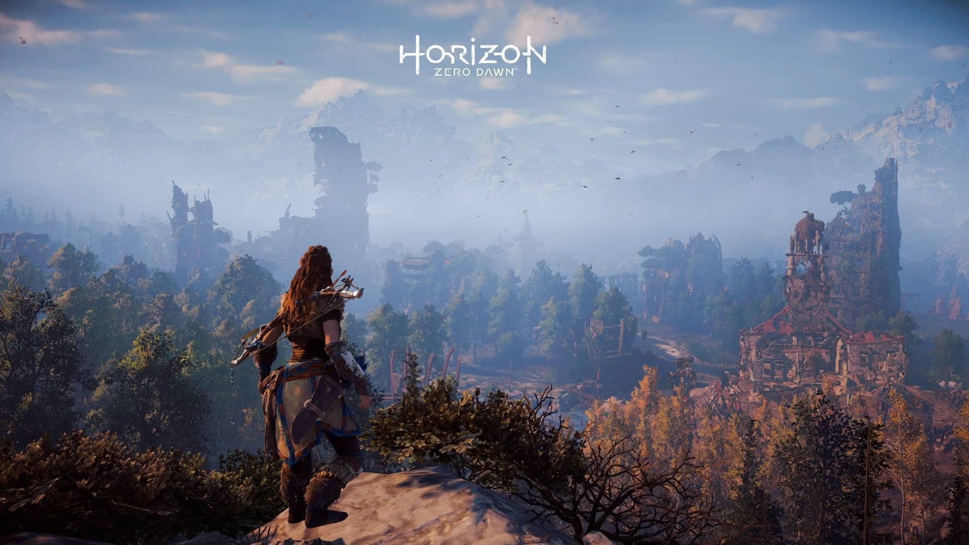 Horizon Zero Dawn, warrior, cliff, Full HD Desktop Wallpaper
