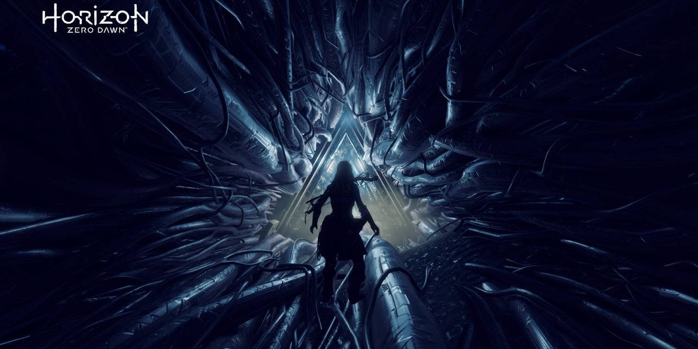 Horizon Zero Dawn, lone warrior, massive biomechanical structure, HD Desktop Wallpaper