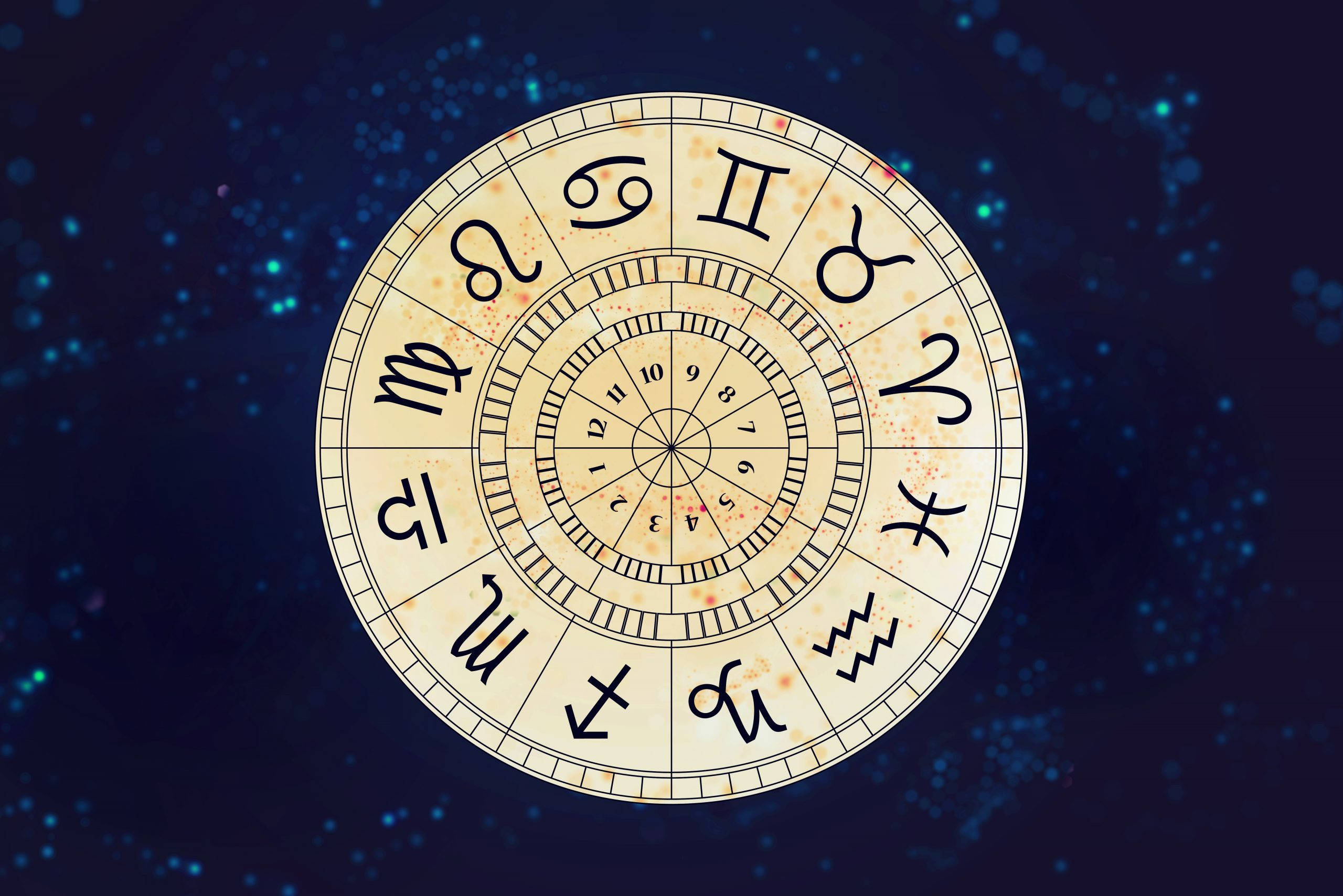 astrological chart, zodiac signs, numbers, 2K Desktop Wallpaper