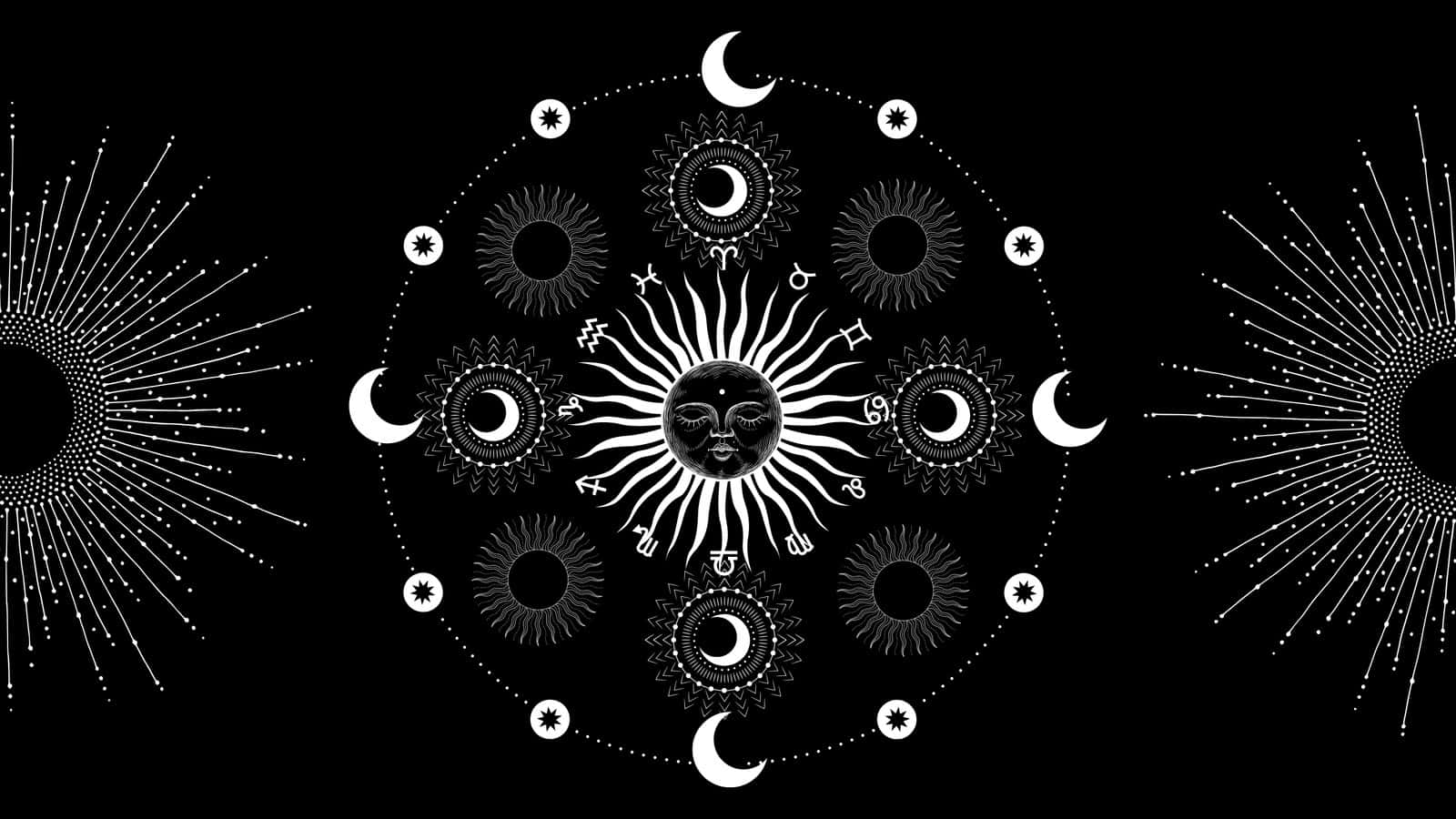 Aesthetic Astrology, mandala, sun with a face, HD Desktop Wallpaper