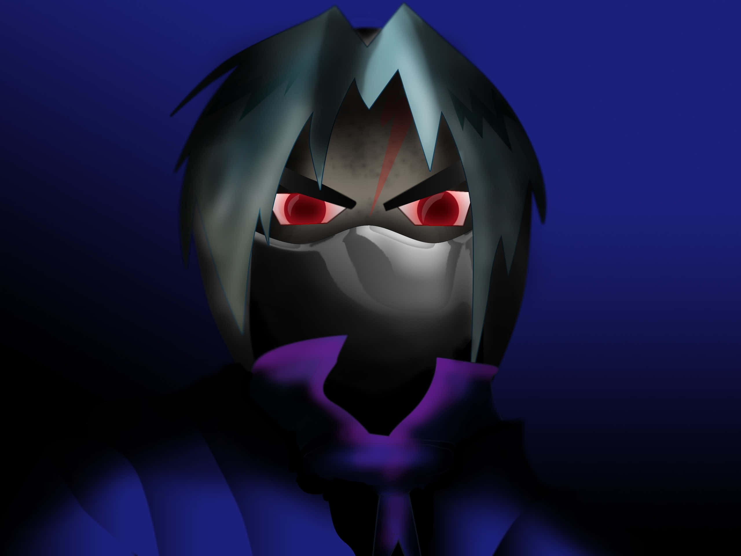 Horror Anime Boy, masked anime character, glowing red eyes, 2K Desktop Wallpaper