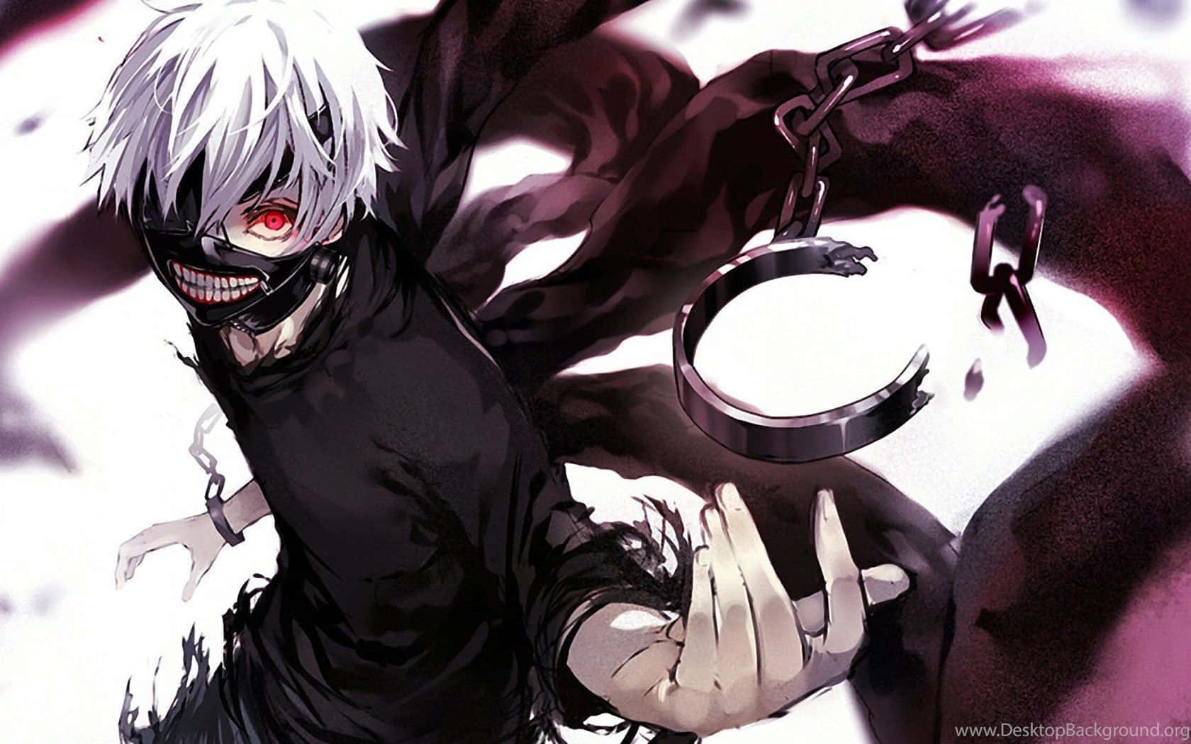 Horror Anime Boy, white-haired, black mask, HD Desktop Wallpaper