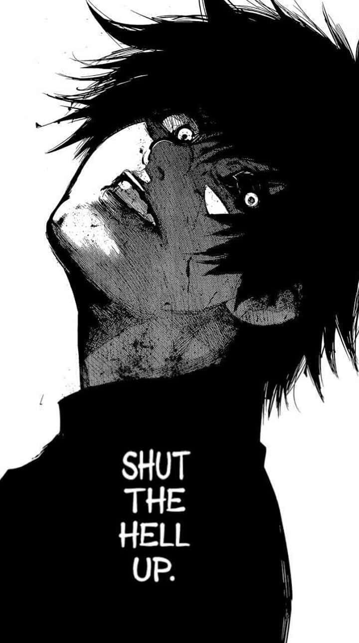 black and white anime character, spiky hair, screams upward, HD Phone Wallpaper