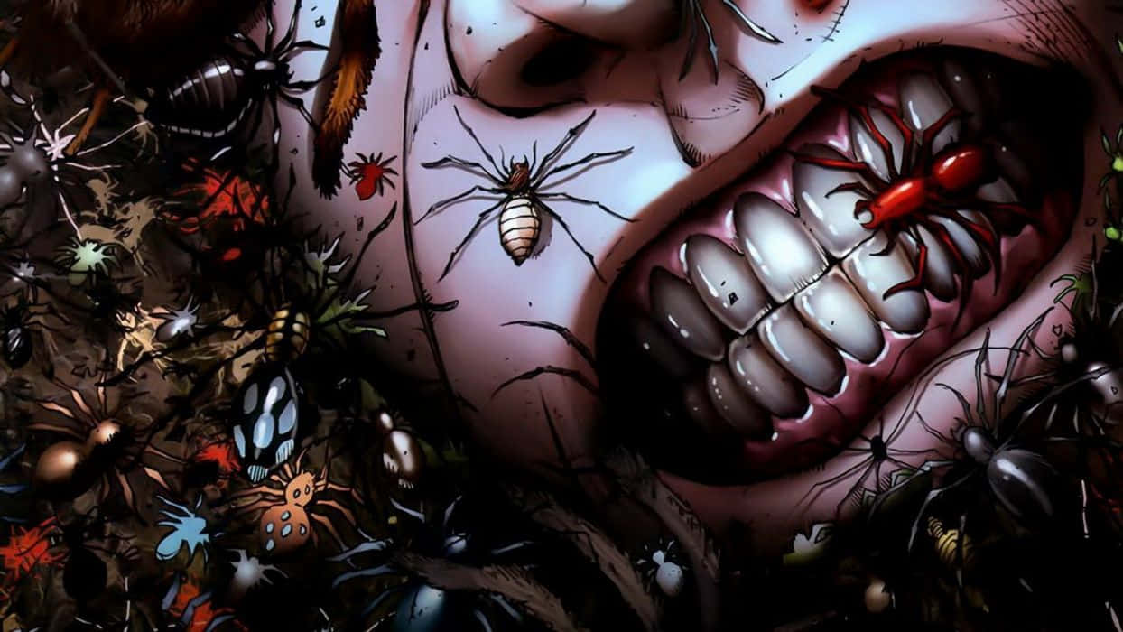horror anime, screaming face, crawling spiders, SD Desktop Wallpaper