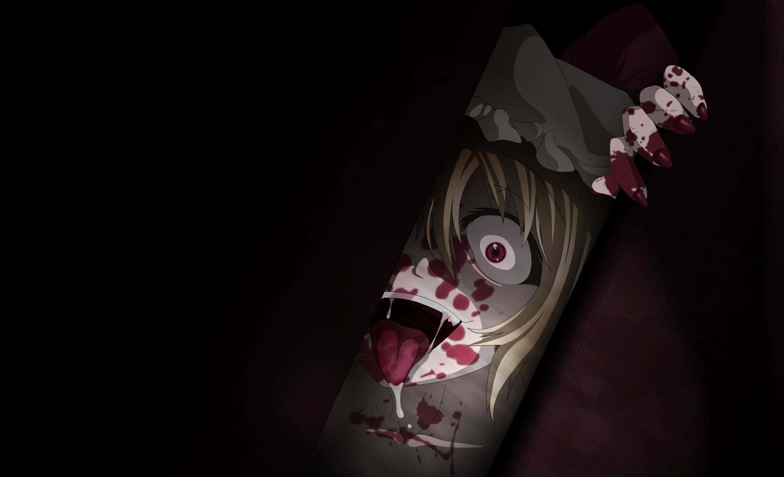horror anime, blood-dripping golden hair, bloody hand, HD Desktop Wallpaper