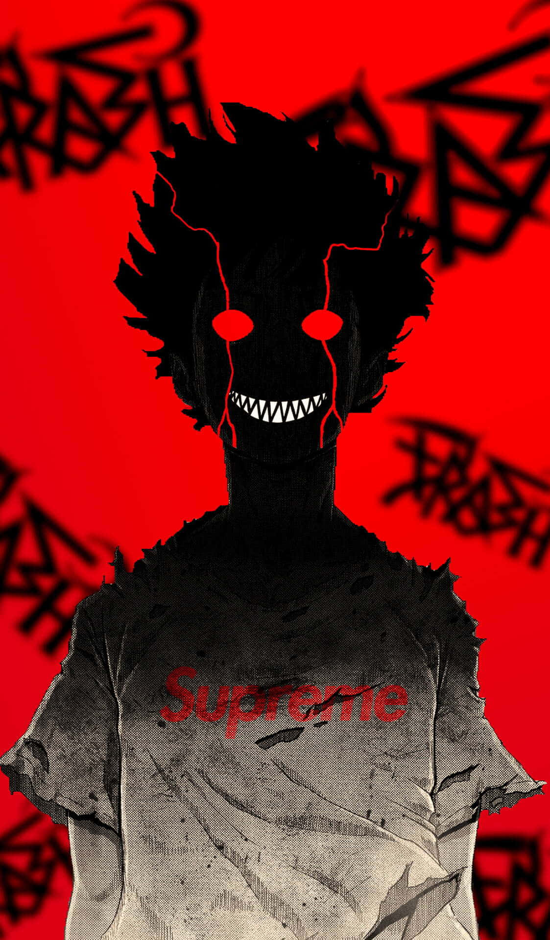 Horror Anime, black silhouette, glowing red eyes, Full HD Phone Wallpaper