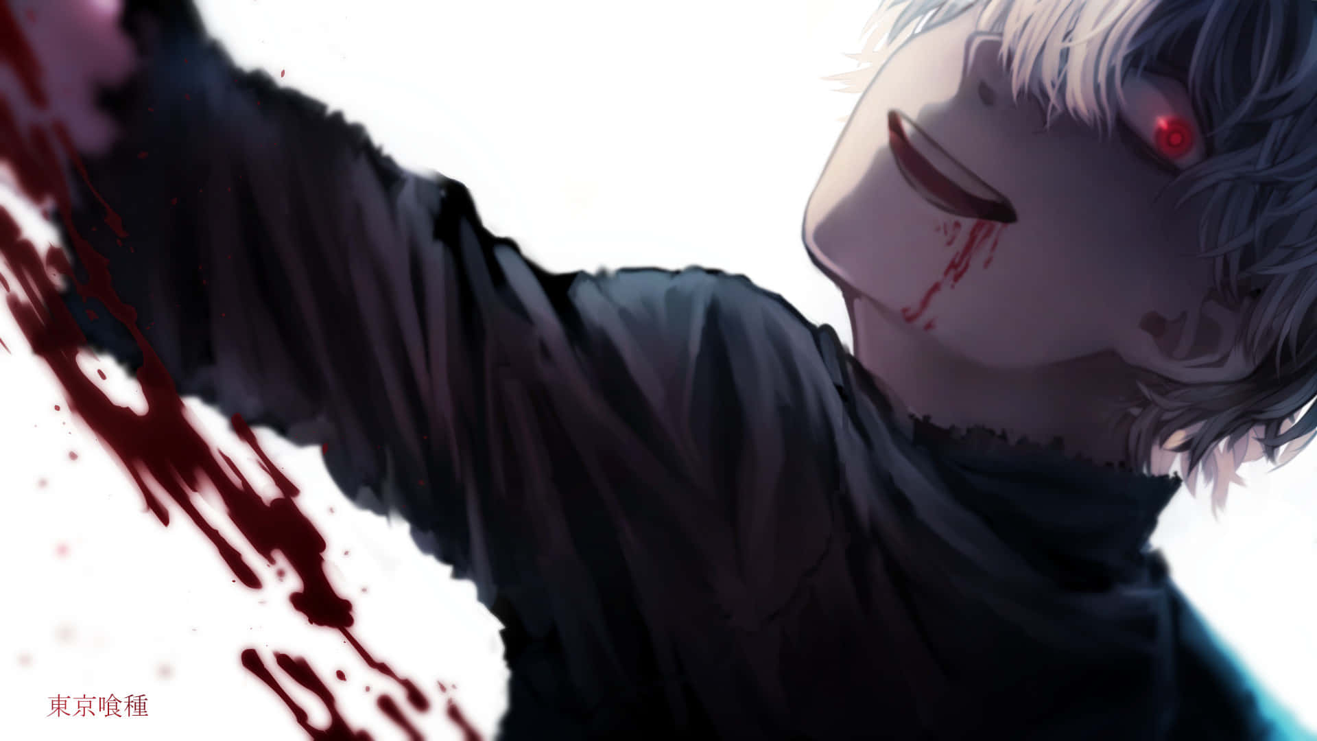 Horror Anime Boy, pale skin, red eyes, Full HD Desktop Wallpaper