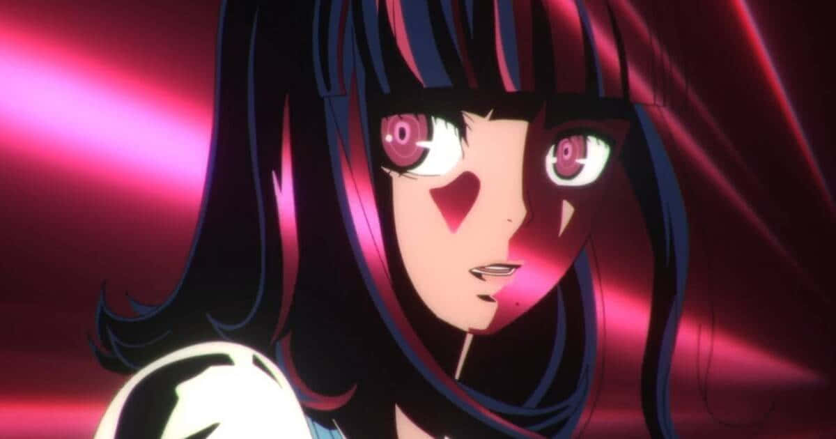 thriller anime, dark hair, glowing pink eyes, SD Desktop Wallpaper