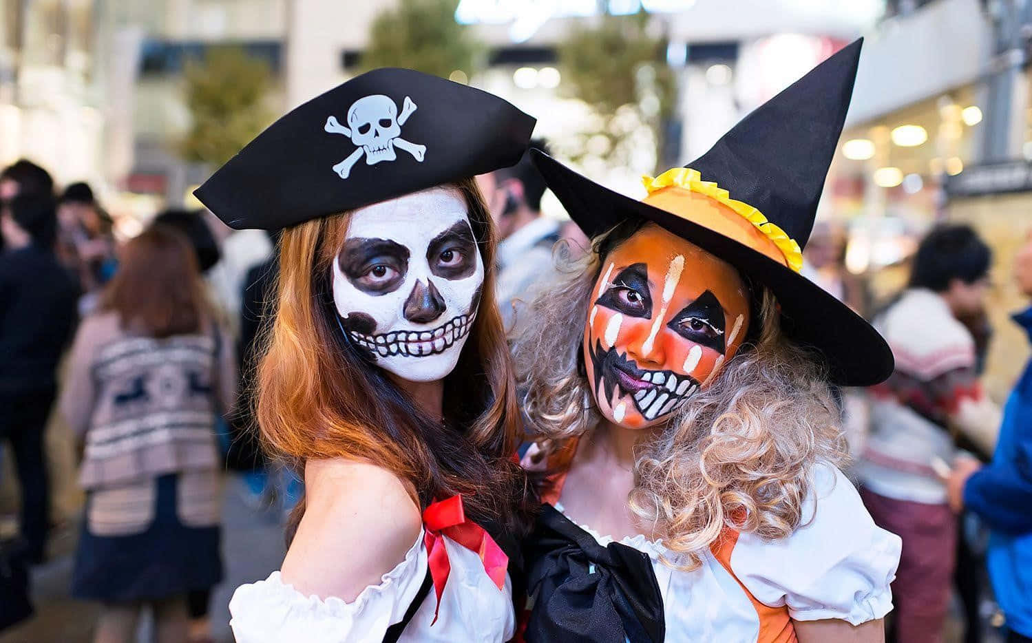 Halloween costumes, skull makeup, witch makeup, HD Desktop Wallpaper